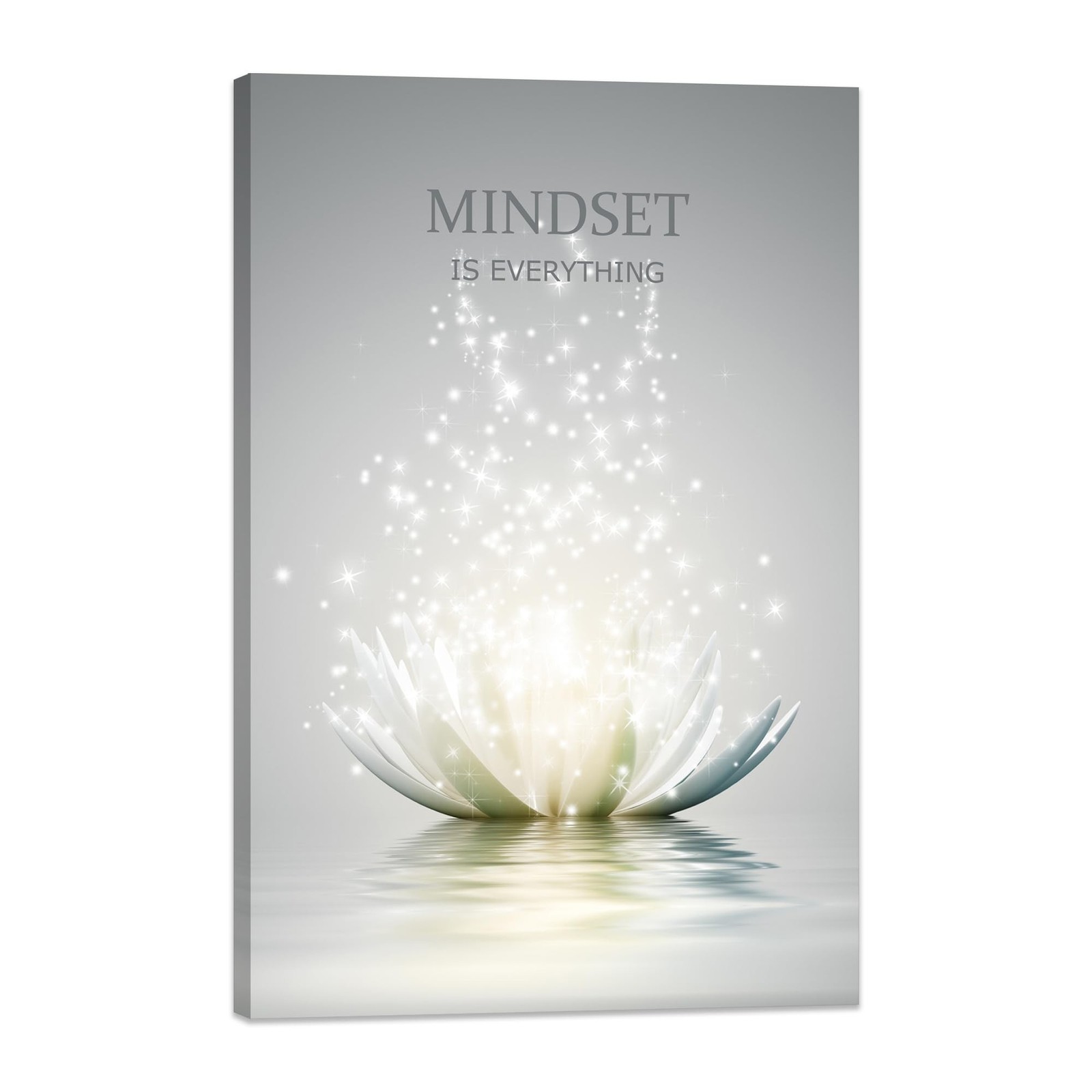 Lotus Flower Wall Art Canvas Mindset Motivational Quotes Poster for Zen Offic…