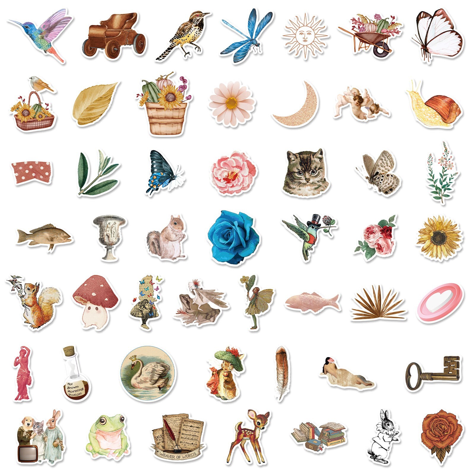200pcs Retro Cottagecore Vintage STICKER PACK，#170171174200