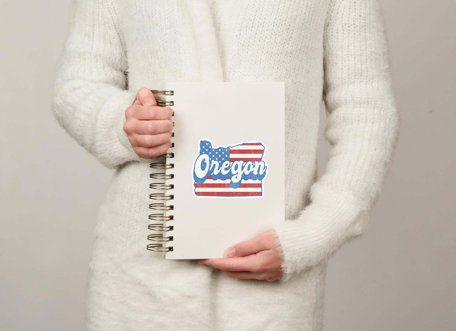 Oregon State Sticker with American Flag Background | Weatherproof Vinyl Decal