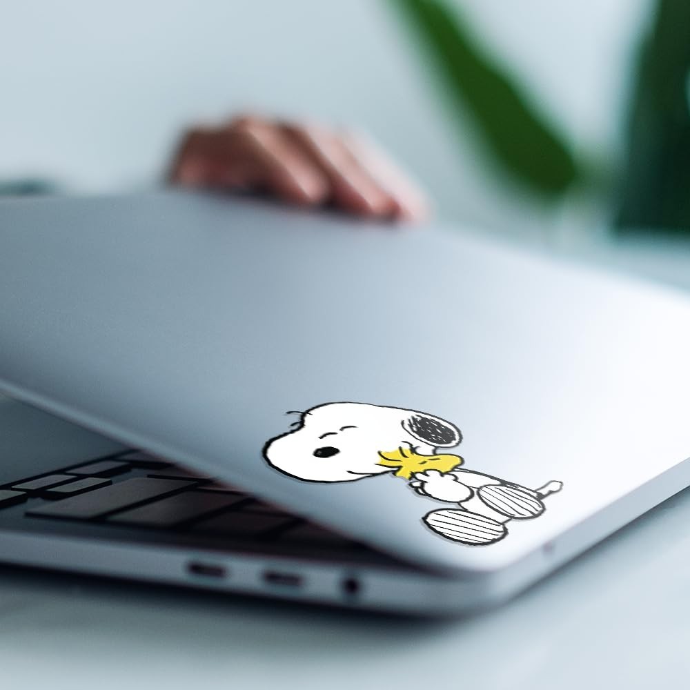 Peanuts Snoopy Hugging Woodstock, cute sticker with bright colors 3"W x 4.5"H