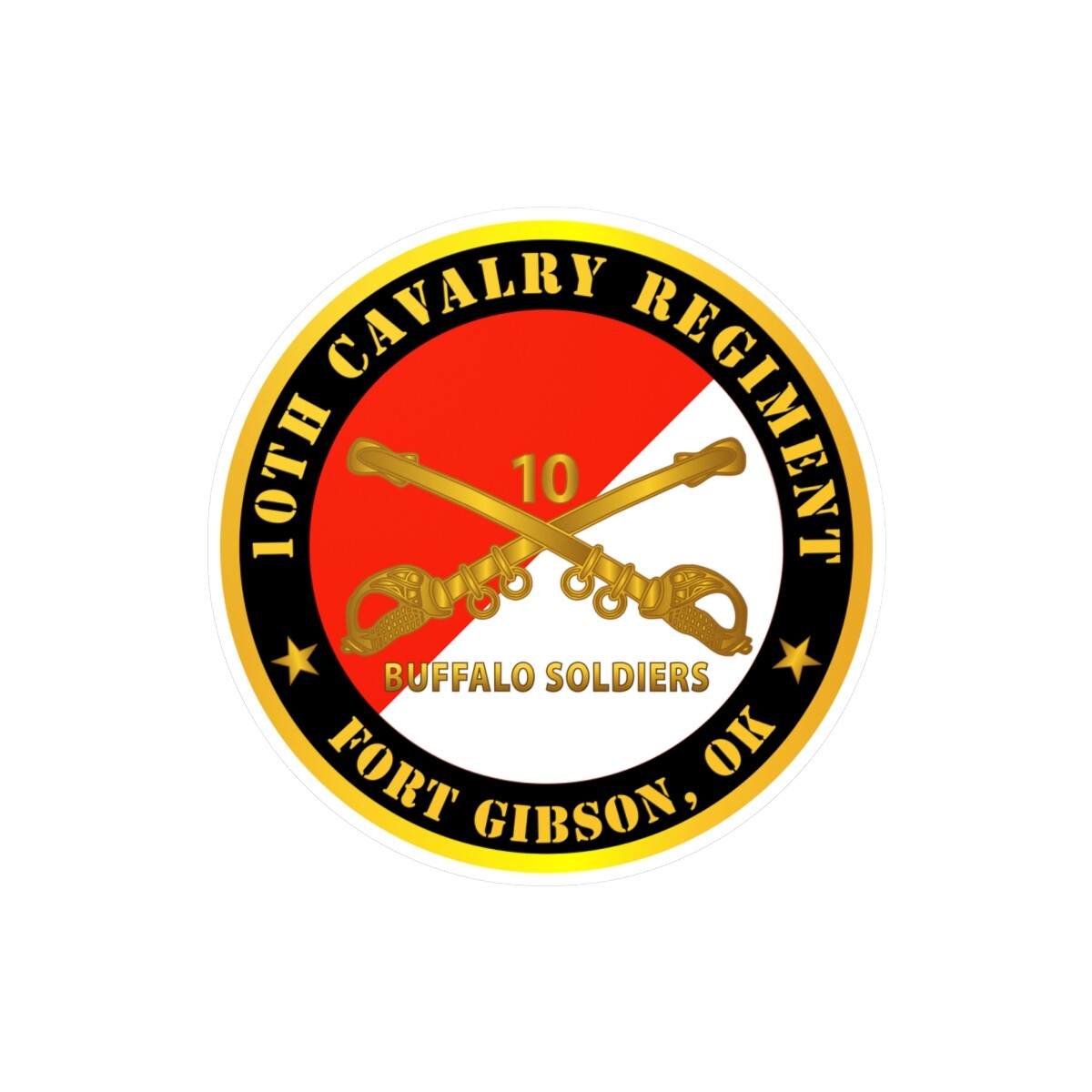 Kiss-Cut Vinyl Decals – Army – 10th Cavalry Regiment – Fort Gibson, OK – Buffalo