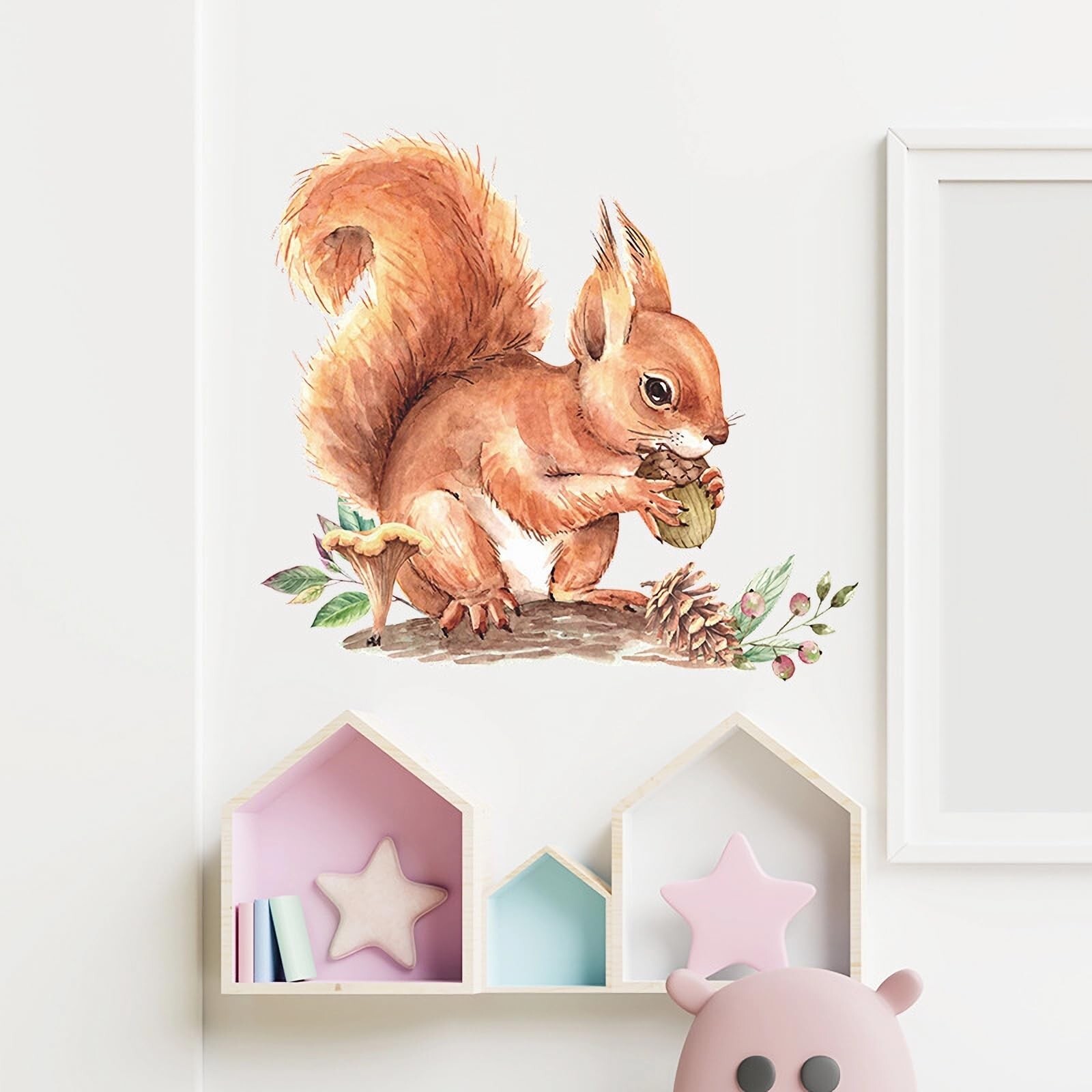 Cute Baby Squirrel Pinecone Wall Stickers, sacinora Cartoon Little Animal Wal…