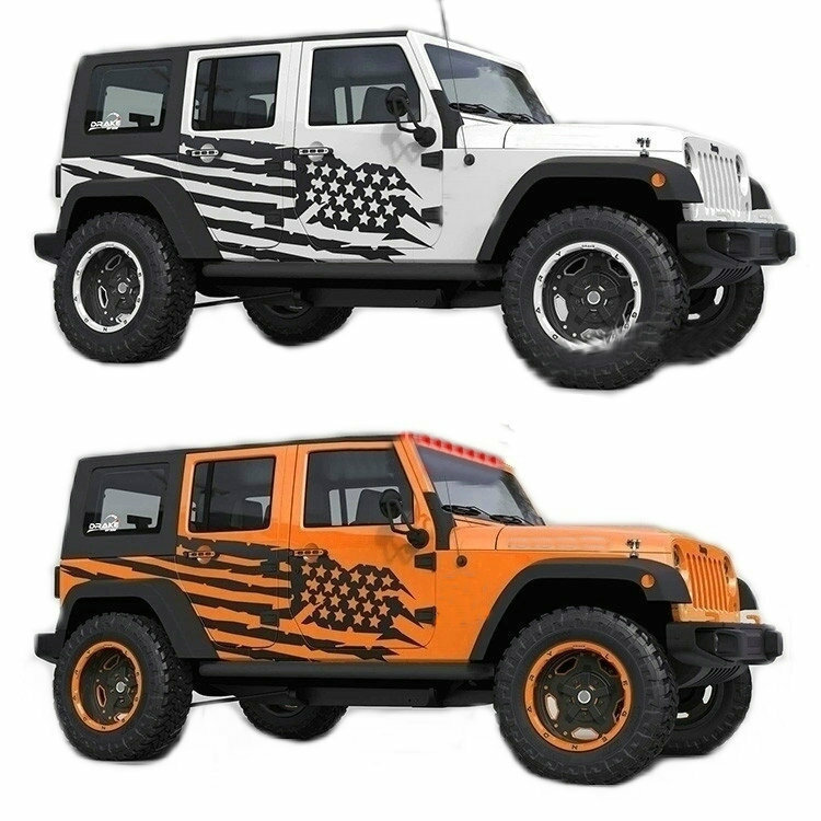 Graphics American Flag Sticker Kit For Jeep Wrangler Rubicon 4 Door Fender Decal
