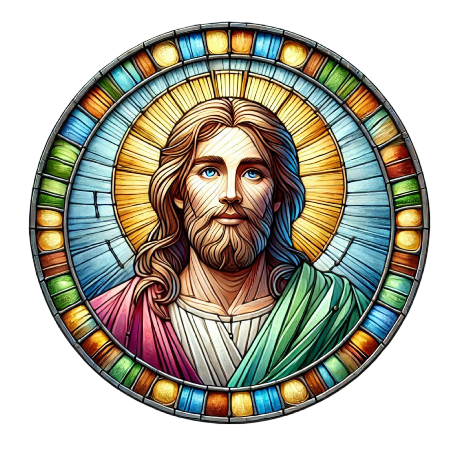 Stained Glass Jesus Wall Decal Sticker 18X18cm Large