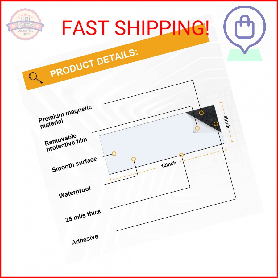 tonhui 4Pcs 12" X 4" Bumper Sticker Magnets, Flexible Magnetic Bumper Sticker Sh