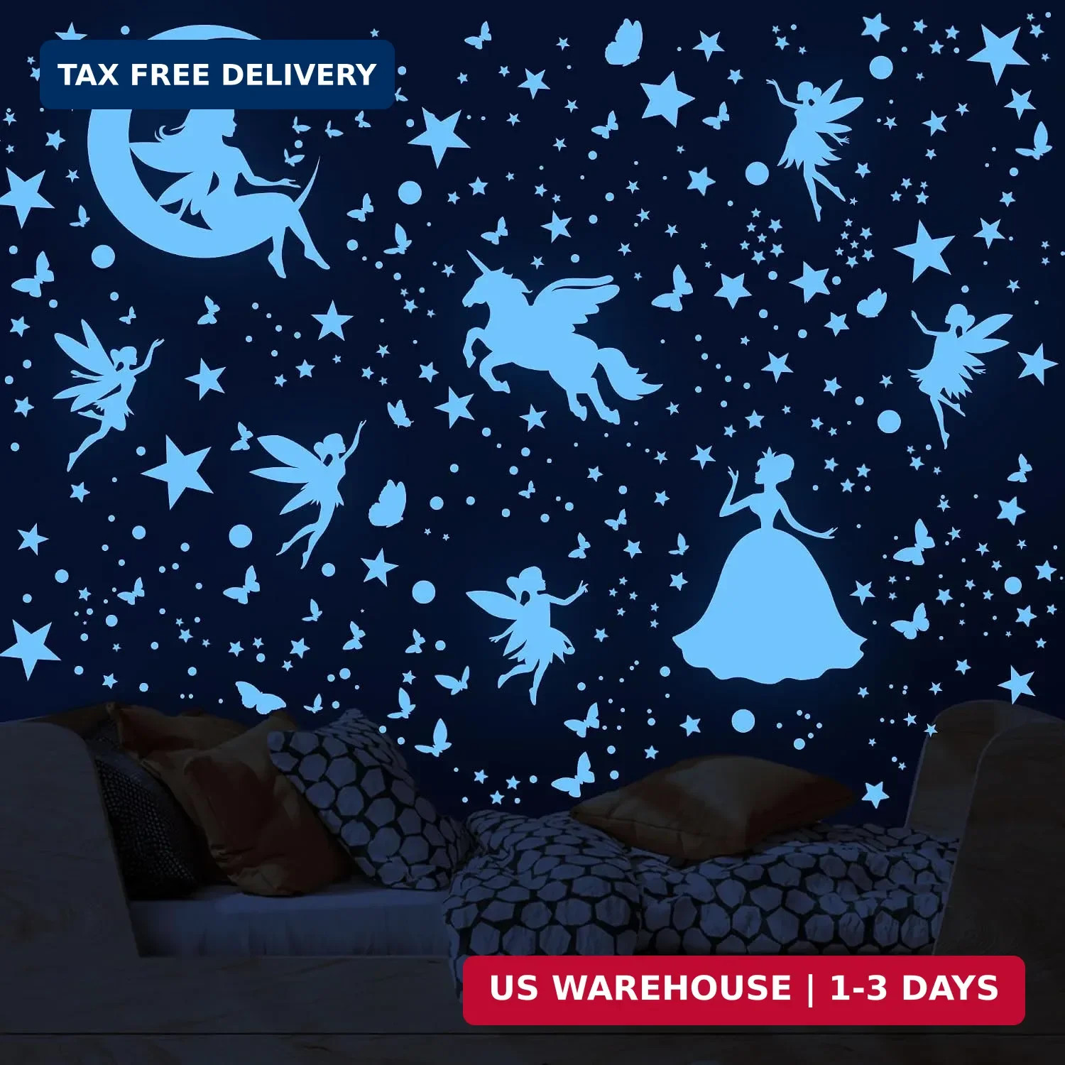Glow in the Dark Stars for Ceiling Unicorn Decals Bedroom Decor for Girls | Fair