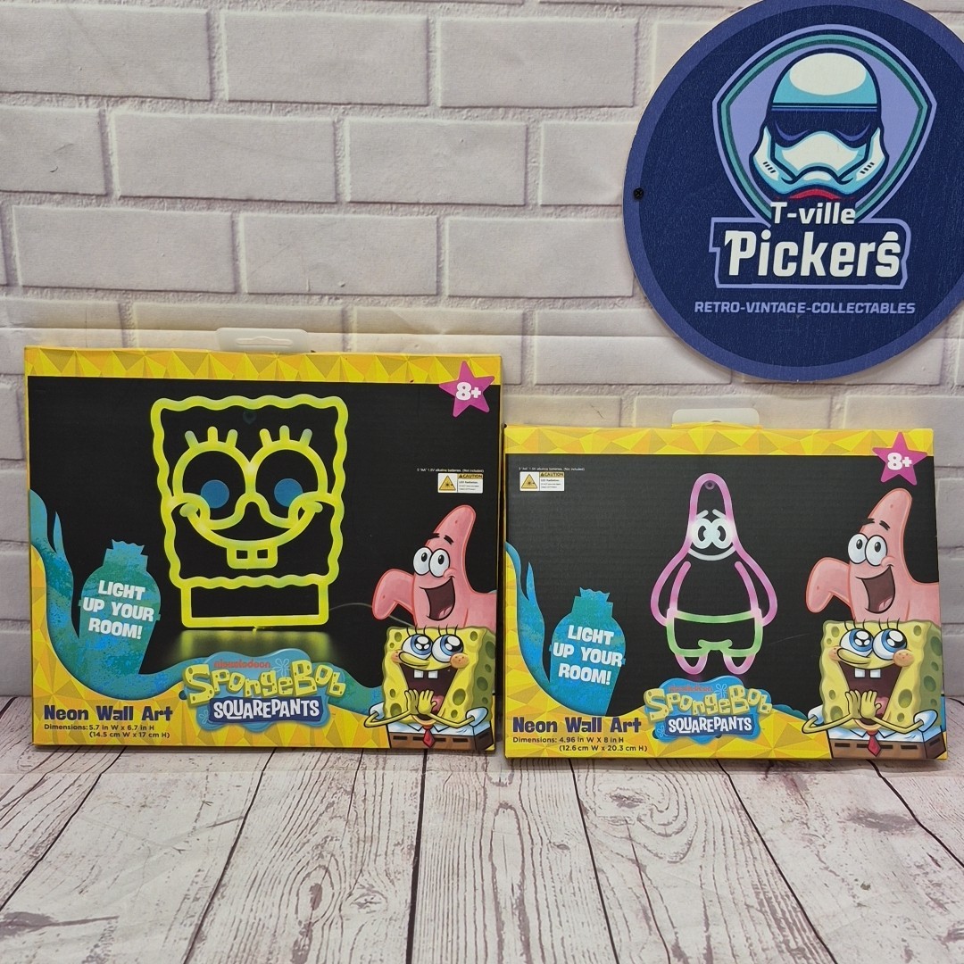 NIB SpongeBob SquarePants and Patrick Neon Wall Art Nickelodeon (Lot Of 2)