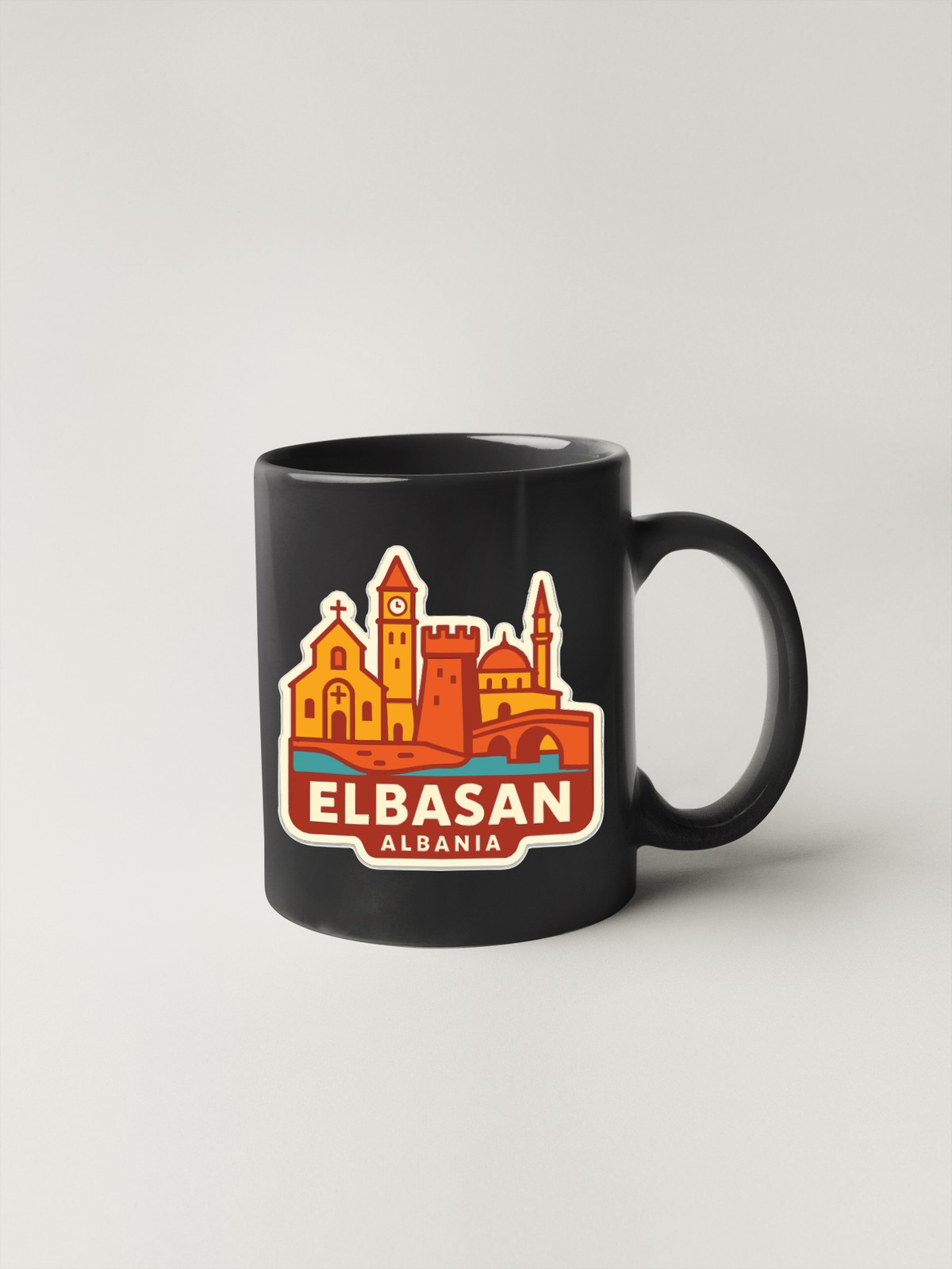 Elbasan Albania Sticker Decal Vinyl Die-Cut City Skyline Landmark Design