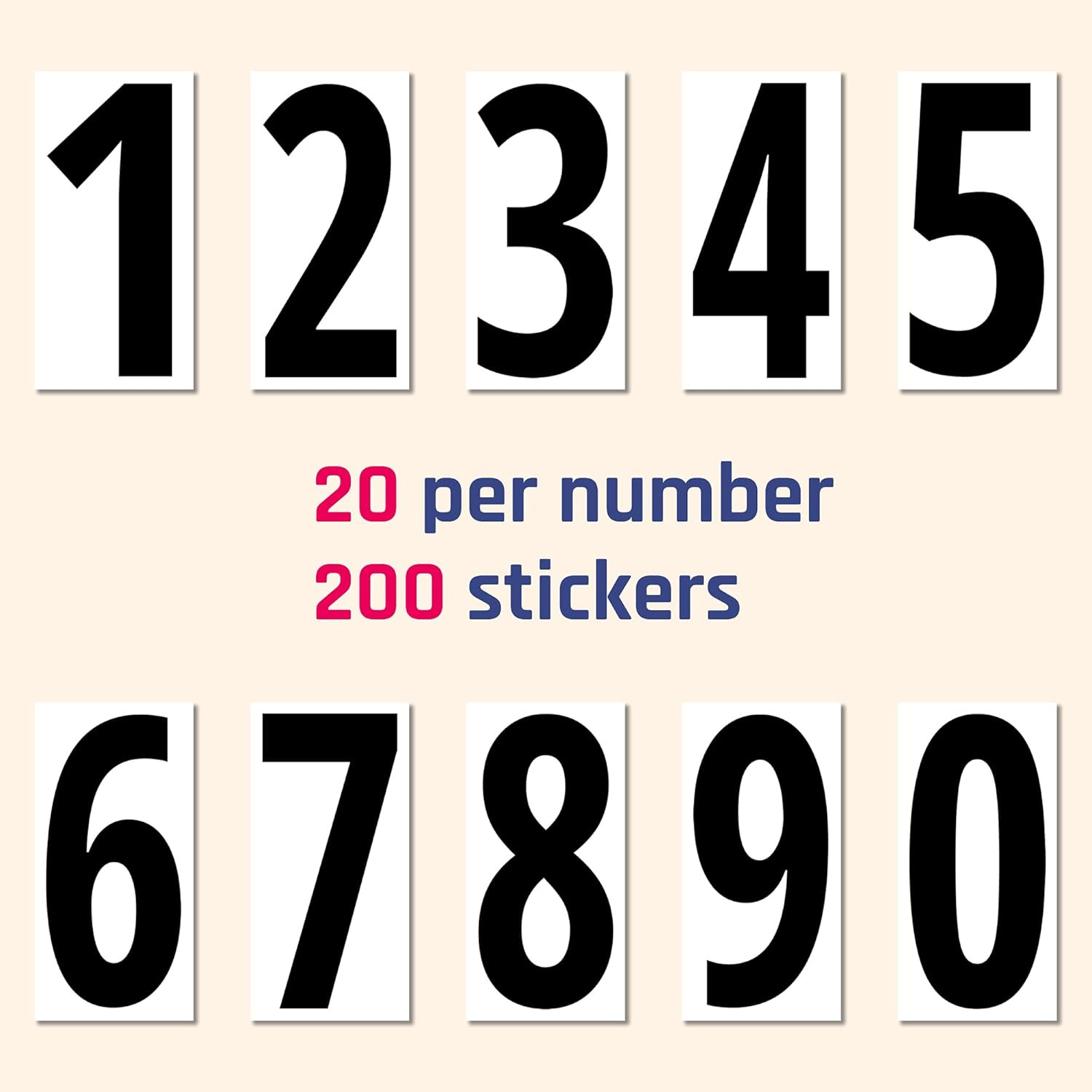 200 Pieces, 3" – Vinyl Number Stickers, Waterproof Stick On Numbers – Black Numb