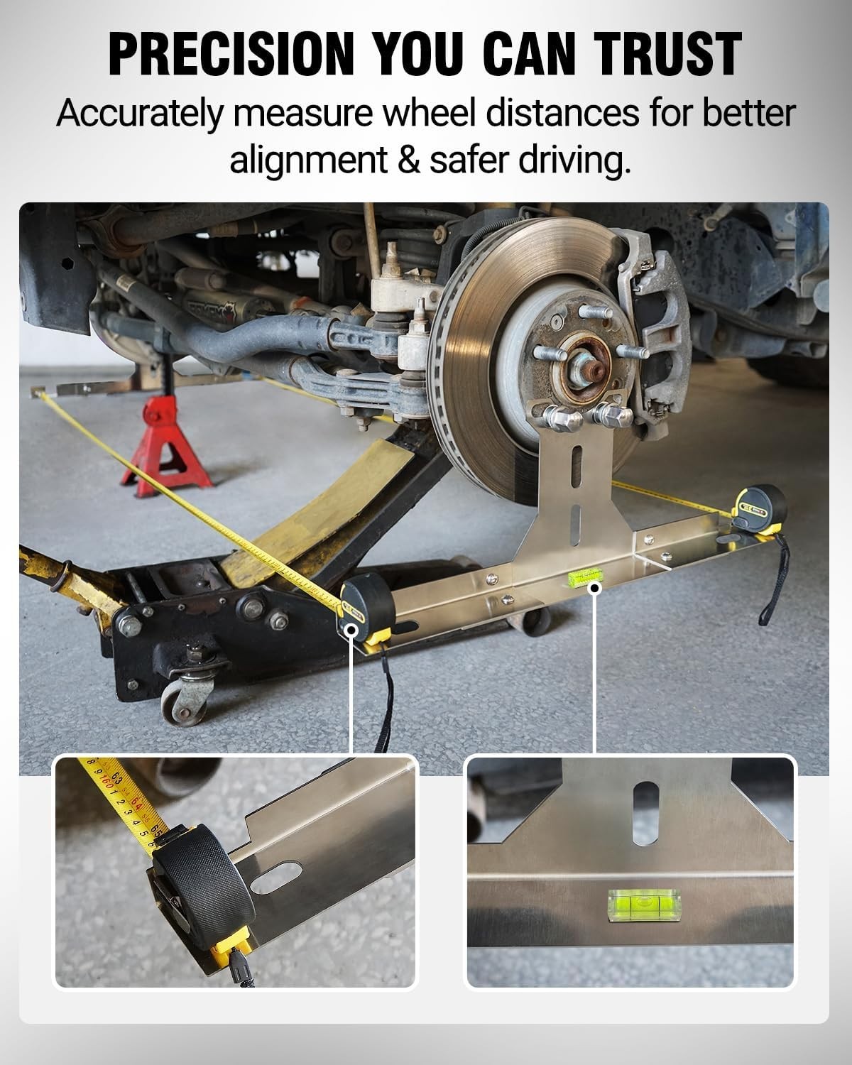 Upgraded Heavy Duty Wheel Alignment Tool Kit with Tape Measures, Stainless Steel