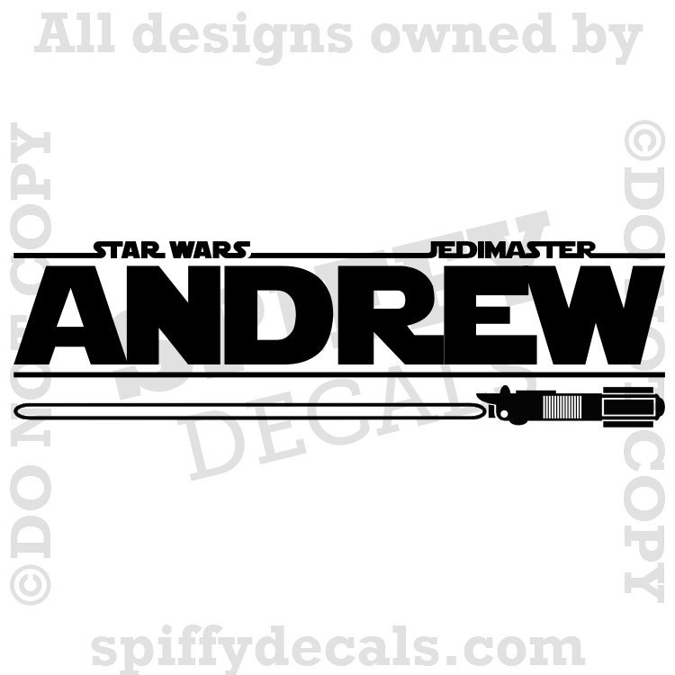 STAR WARS PERSONALIZED CUSTOM NAME LIGHTSABER Boys Vinyl Wall Decal Jedi Master