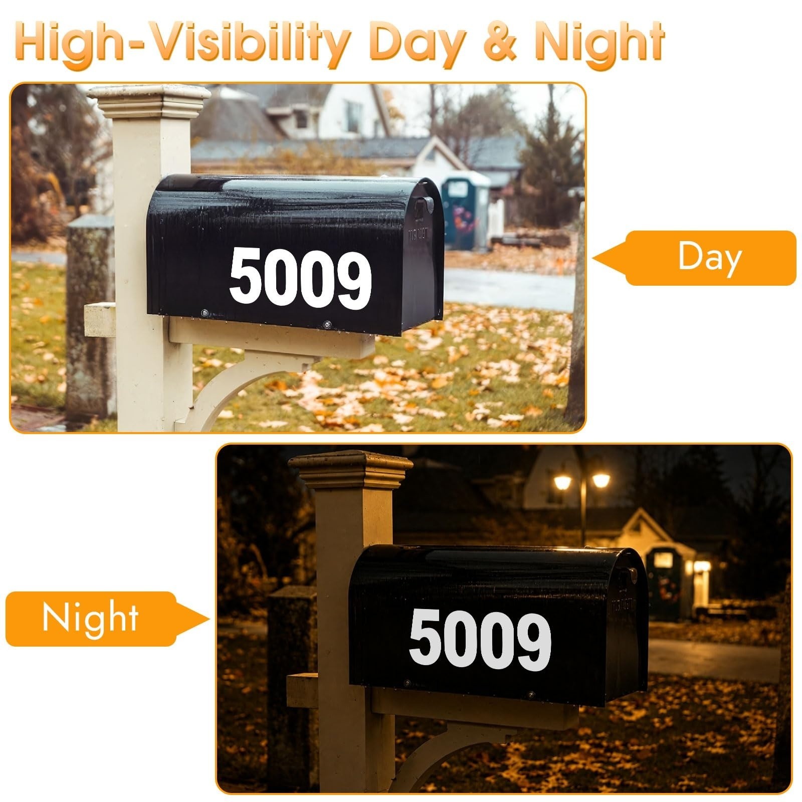 80 Pcs 3" Reflective Mailbox Numbers Stickers Vinyl Waterproof Address Decals