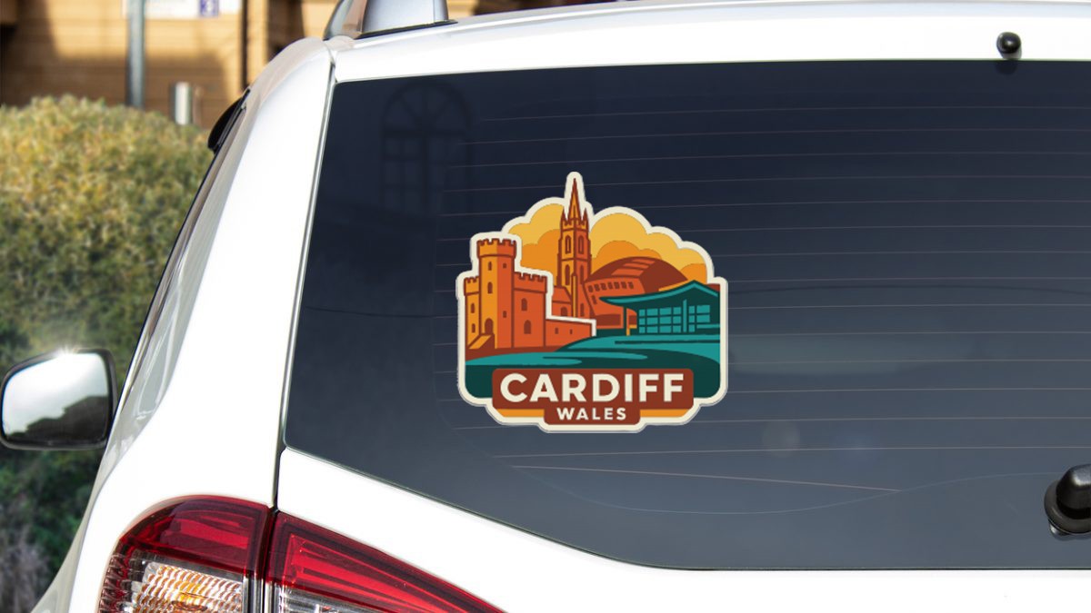 Cardiff Wales Sticker Decal Vinyl Die-Cut City Skyline Landmark Design