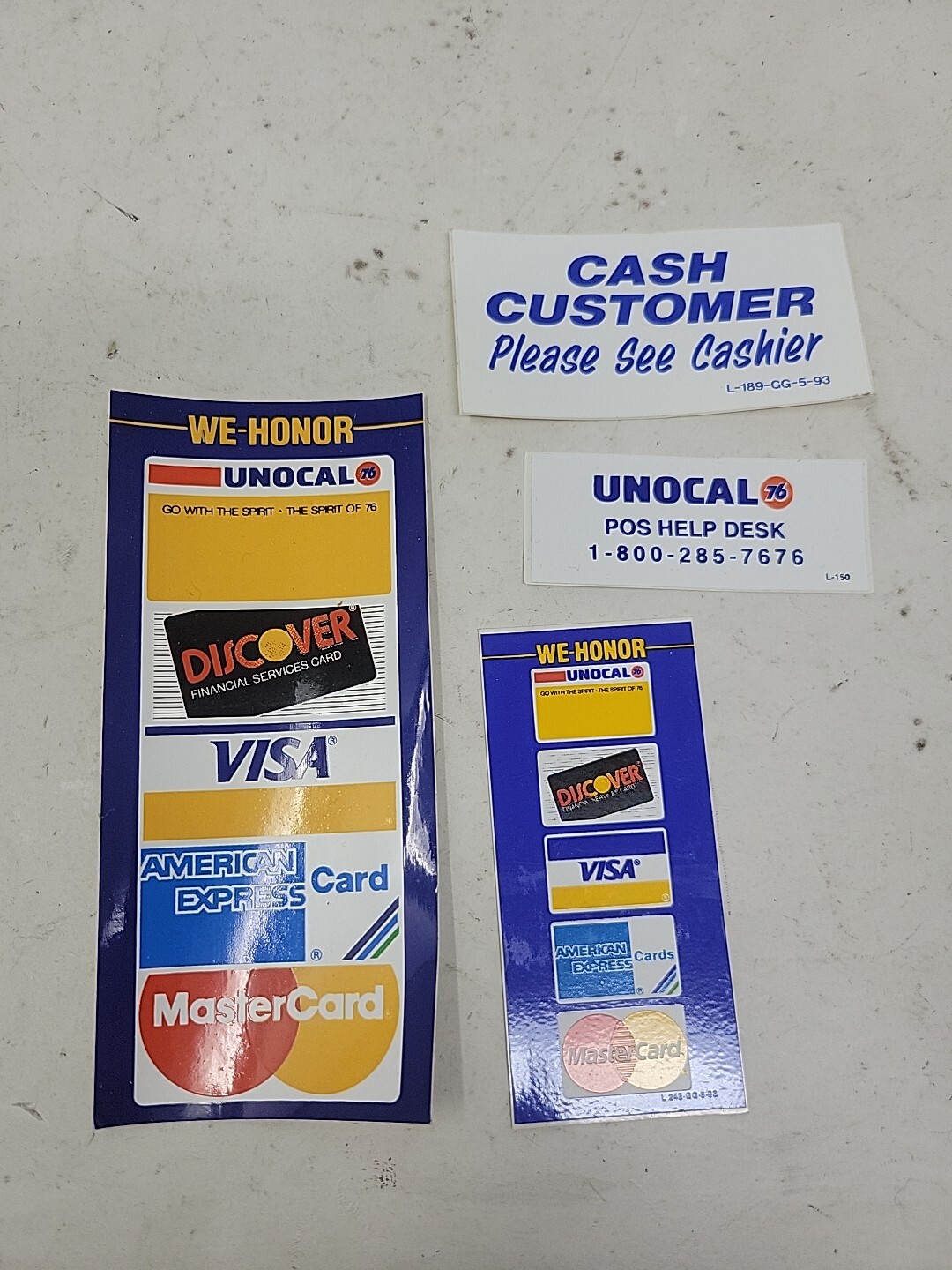 WINDOW DOOR Atm STICKER DECAL, American Express 76 VISA MASTERCARD Glossy Vtg Q
