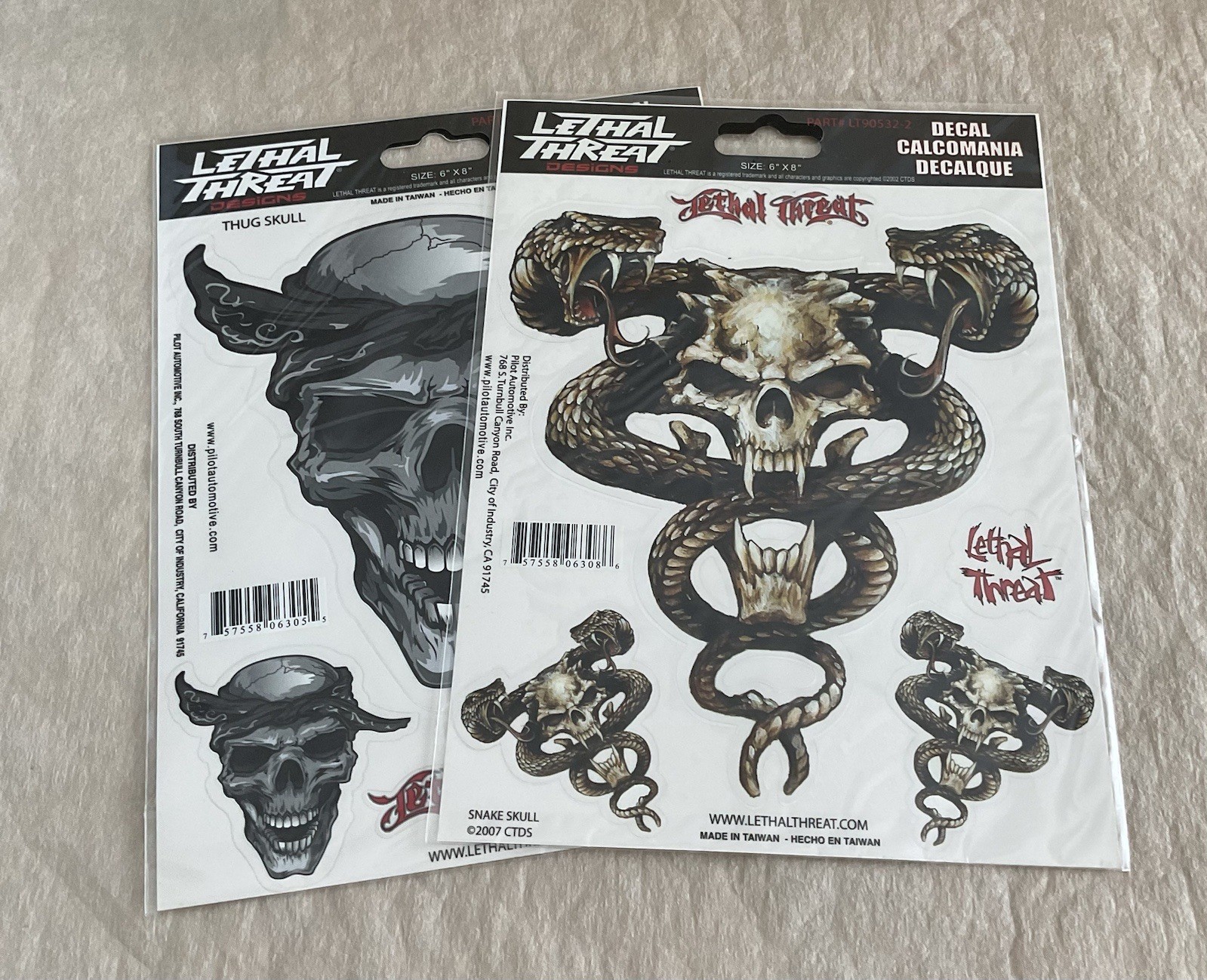Lethal Threat Decal Lot of 2 Skull Decals