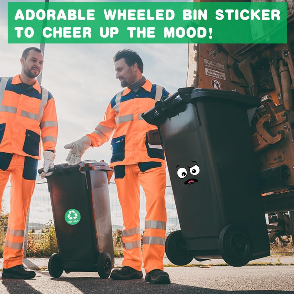 8 Sheets Bin Stickers,Funny Trash Garbage Can Sticker,Adhesive Cartoon Expressio