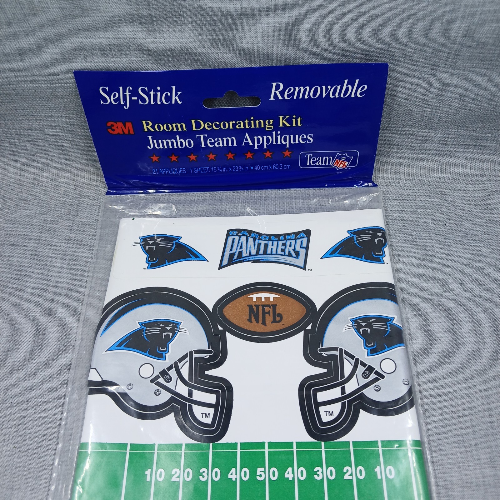 Vintage NFL Carolina Panthers Self-Stick Jumbo Team Appliques NEW Sealed