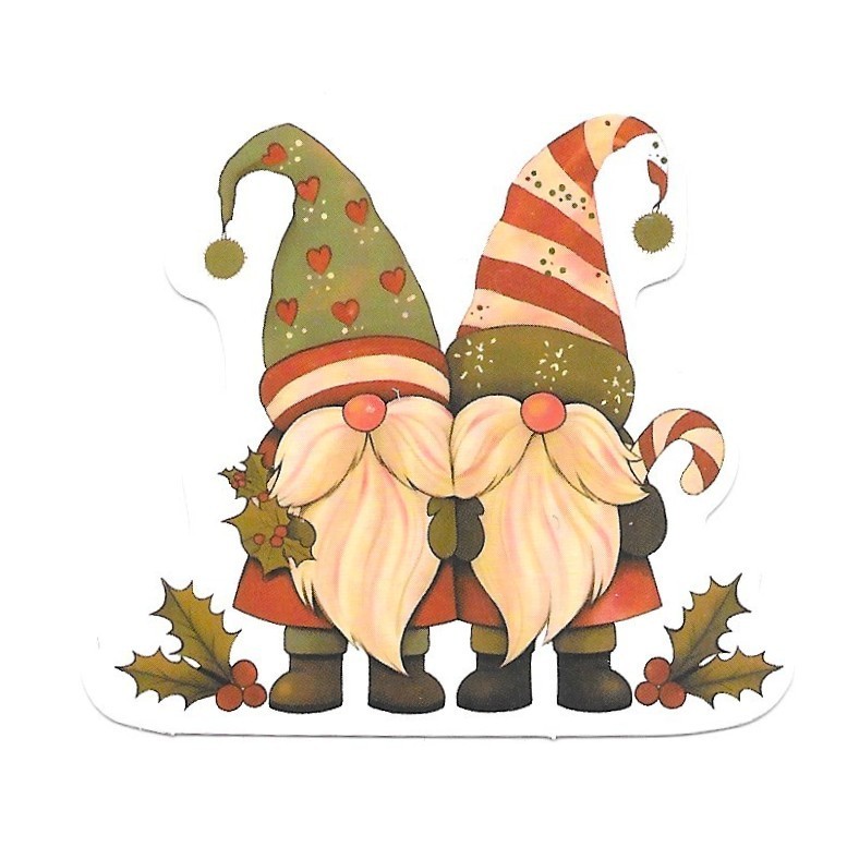 Gnome Couple Sticker Vinyl Die Cut Holly Christmas Love Scrapbook Journal Decal