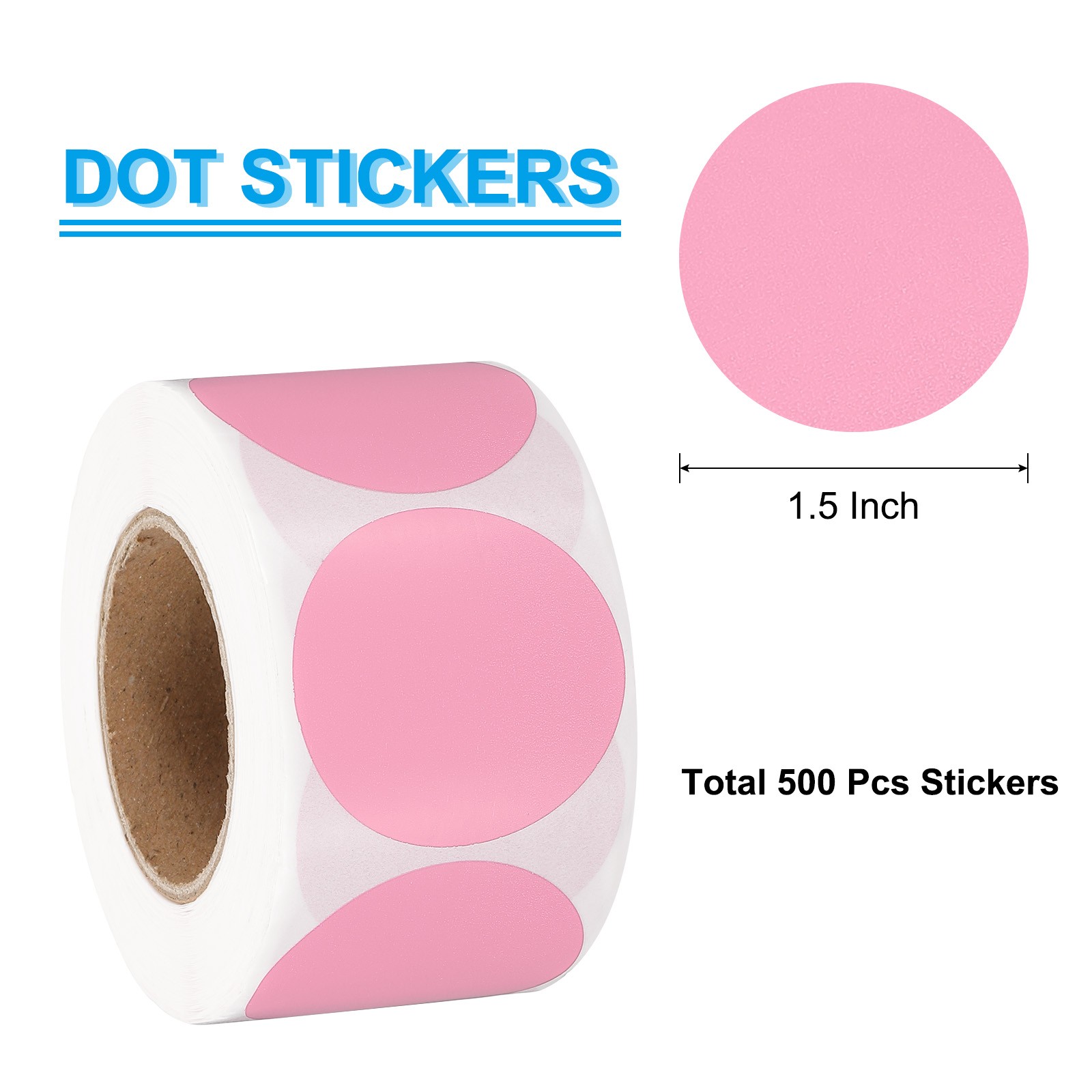 1.5 Inch Round Thermal Label Stickers for Business, Pink (500Pcs)