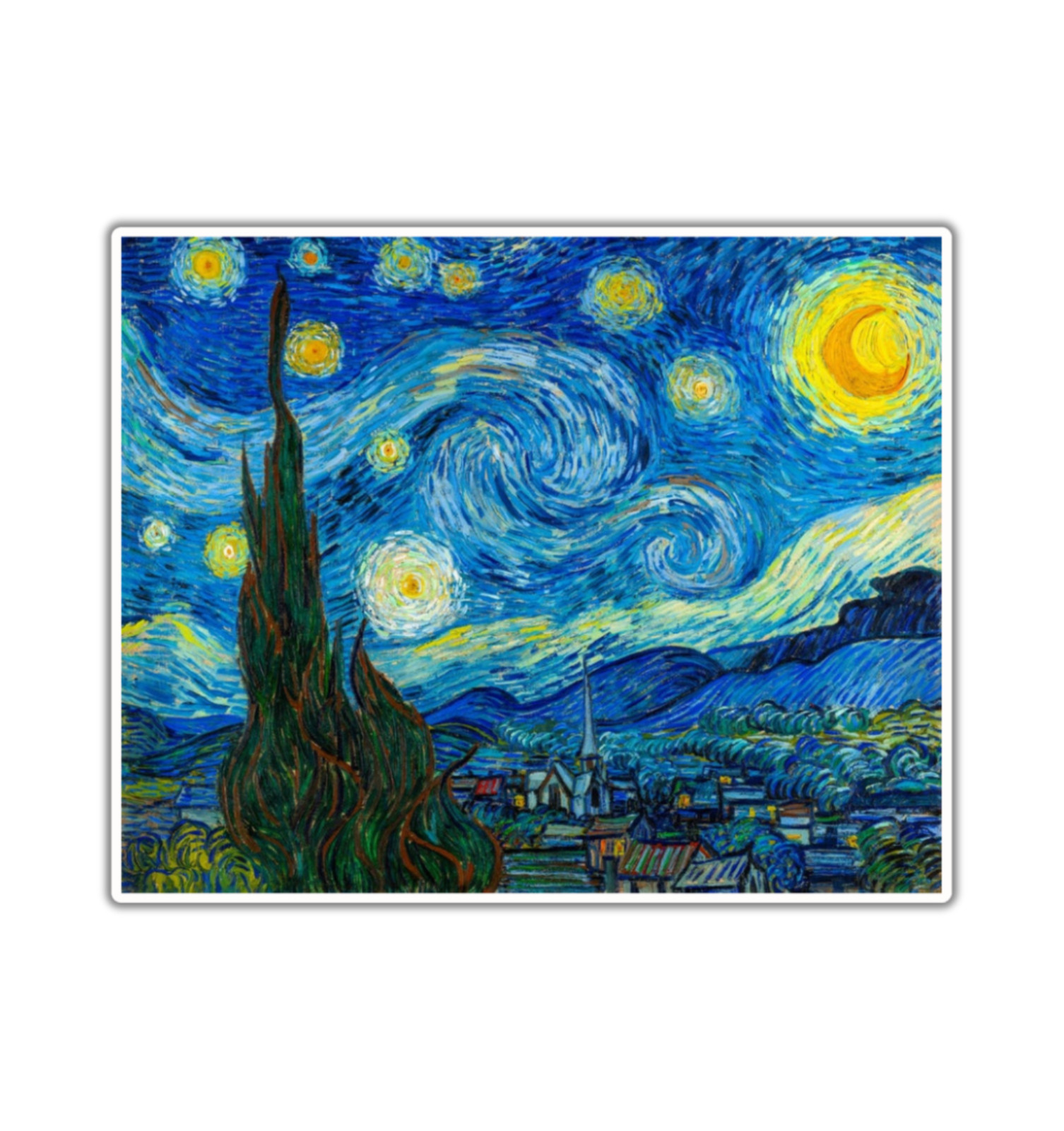 Starry Starry Night Vincent Van Gogh Fridge Magnet or Laptop Sticker