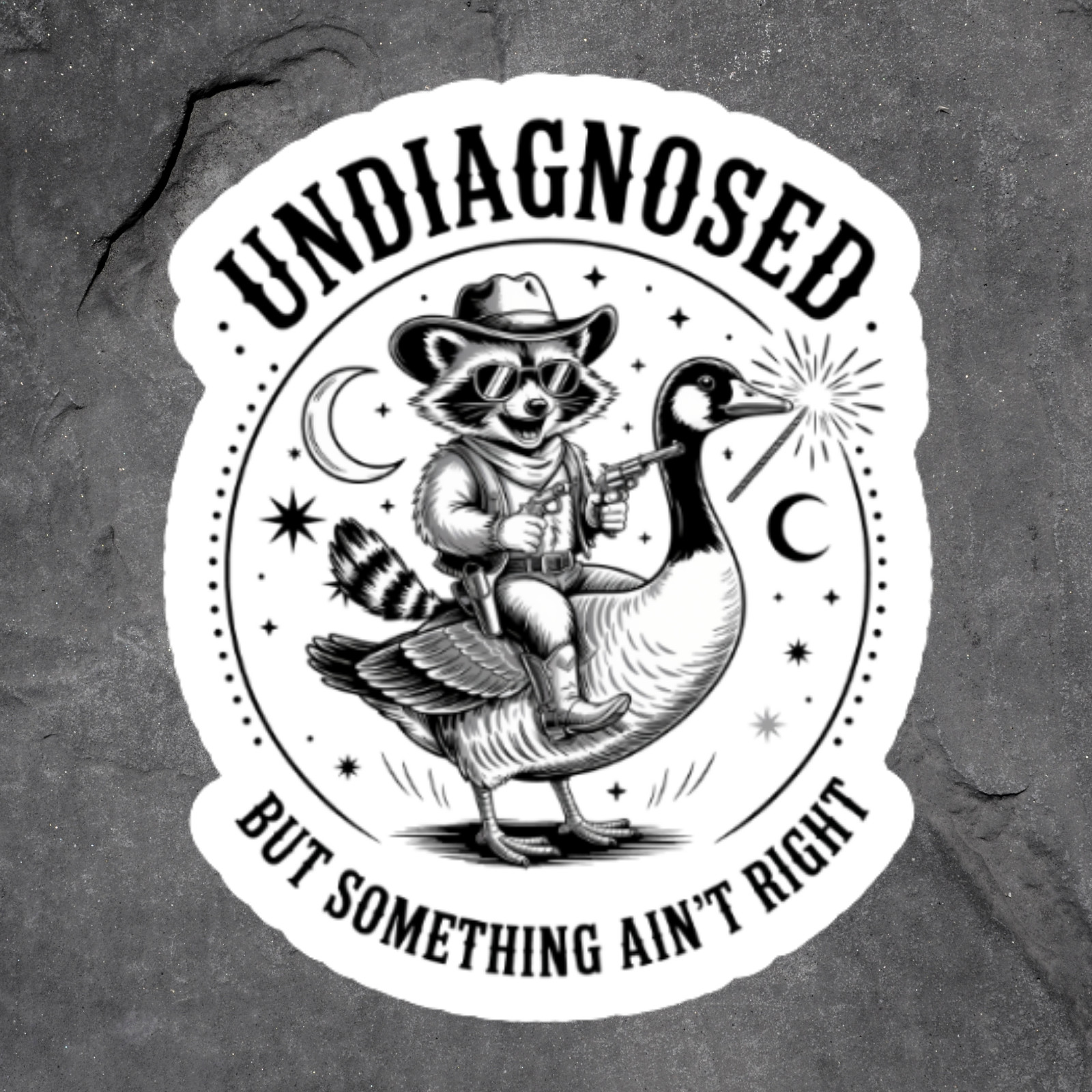 Raccoon Sticker Vinyl Decal Undiagnosed But Something Aint Right Funny Meme