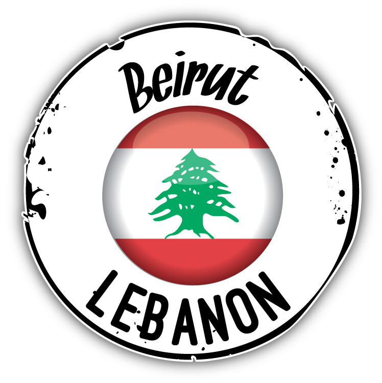 Beirut Lebanon Flag Stamp Car Bumper Sticker Decal