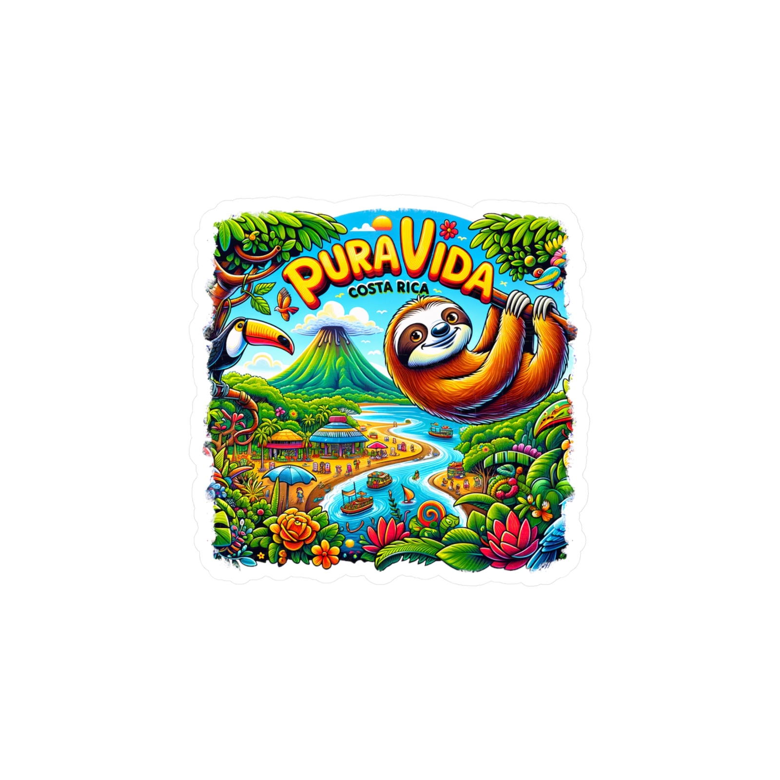 Pura Vida Family Vacation Vinyl Decals / Stickers (Kiss-Cut)