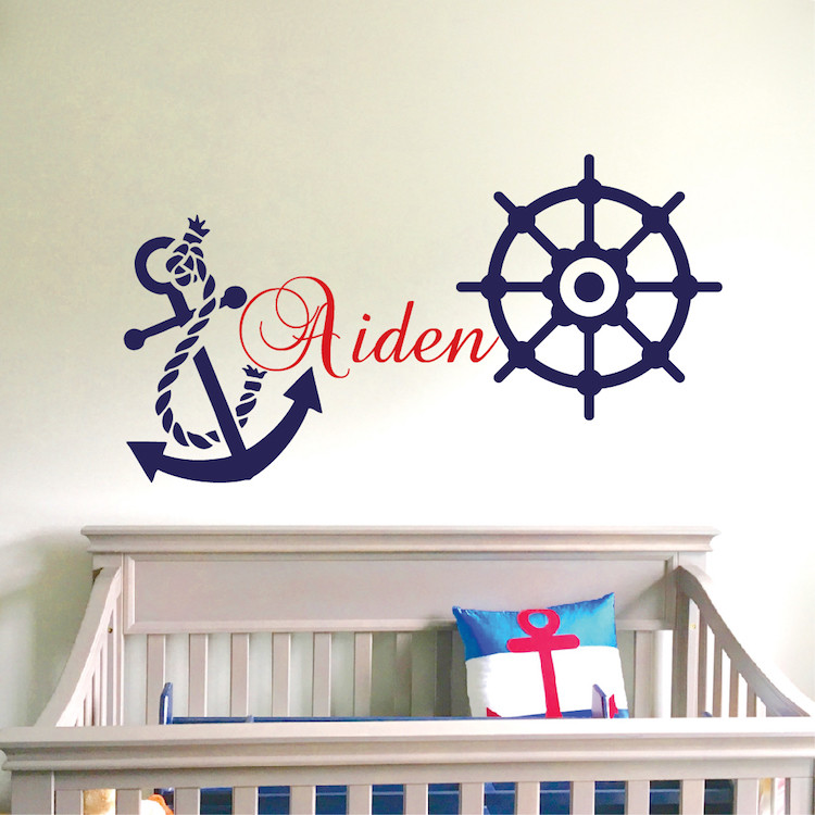 Custom Sail Wall Decal Nautical Room Personalized Self Adhesive Sticker, b67