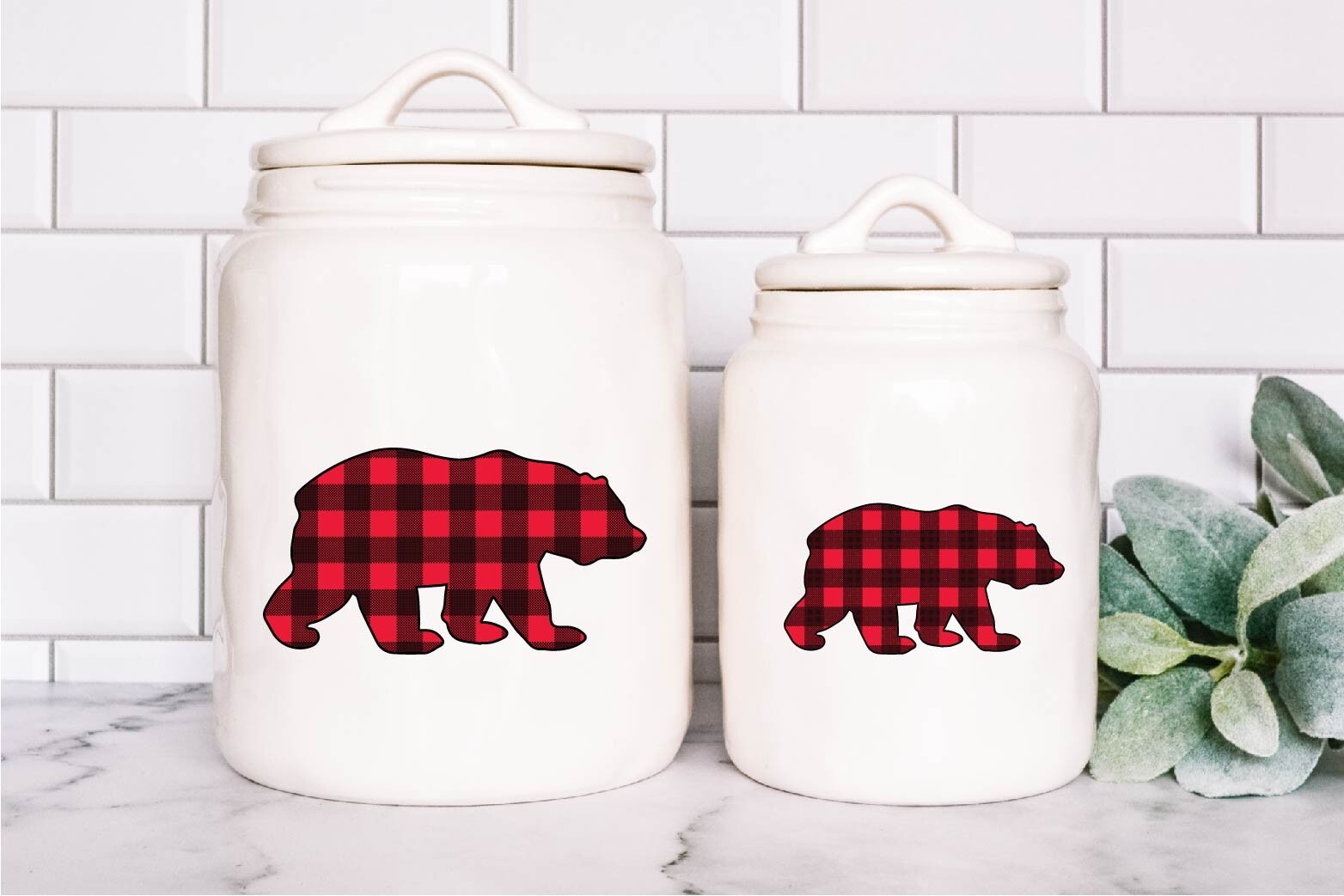Bear Decal Sticker Vinyl Buffalo Plaid Pattern Wildlife Country West Grizzly Paw
