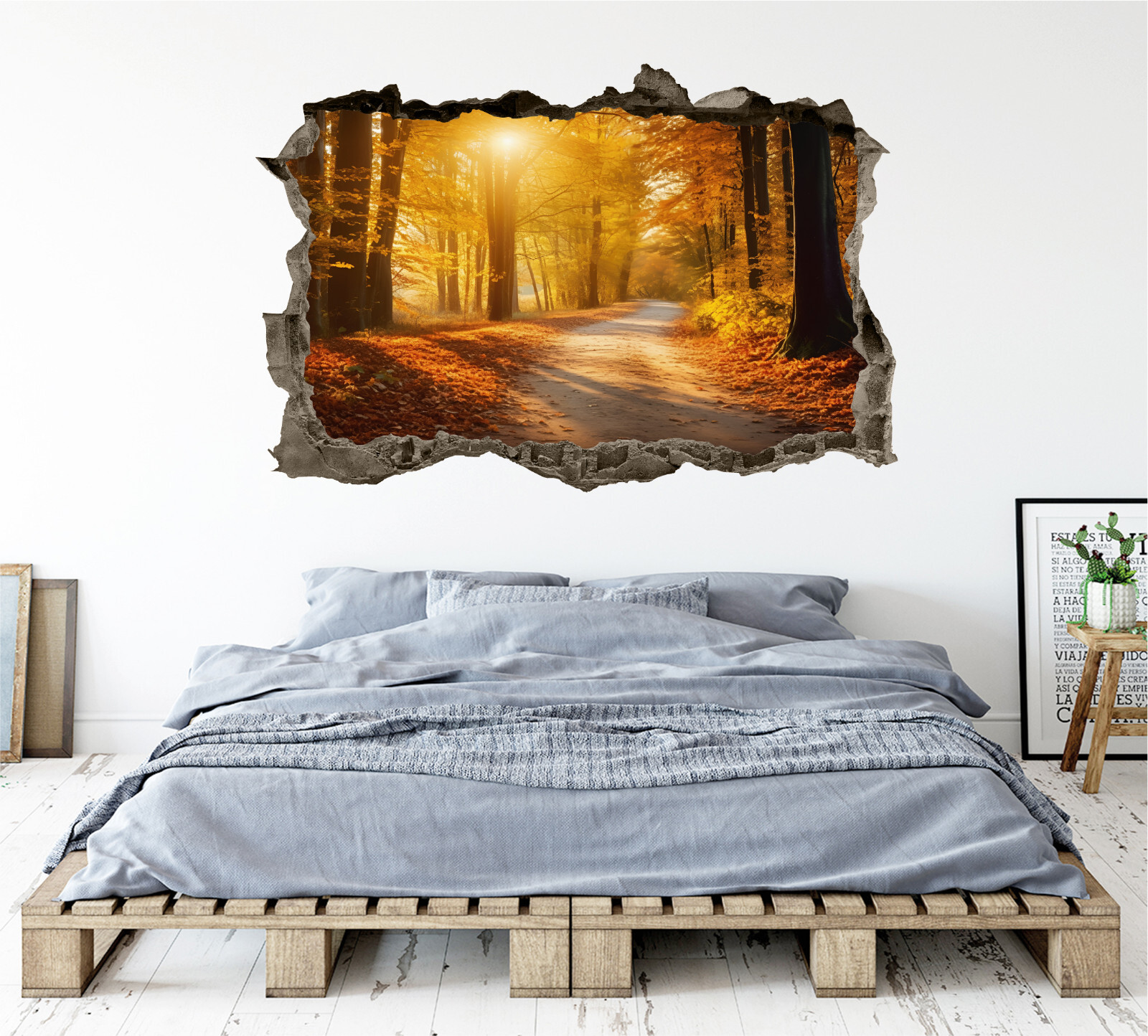 Autumm Forest Wall Decal 3D AI Graphic Sticker Landscape Print Mural KW110
