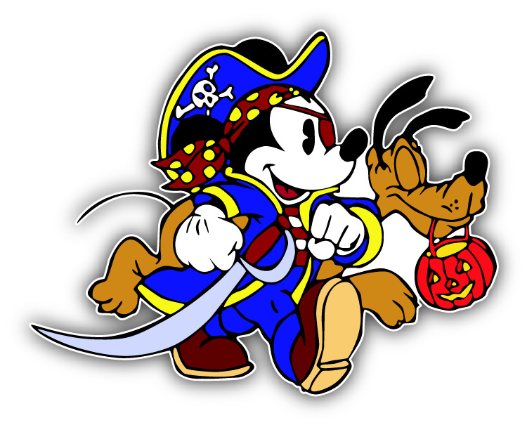 Mickey Mouse Pirate Cartoon Car Bumper Sticker Decal 5" x 4"