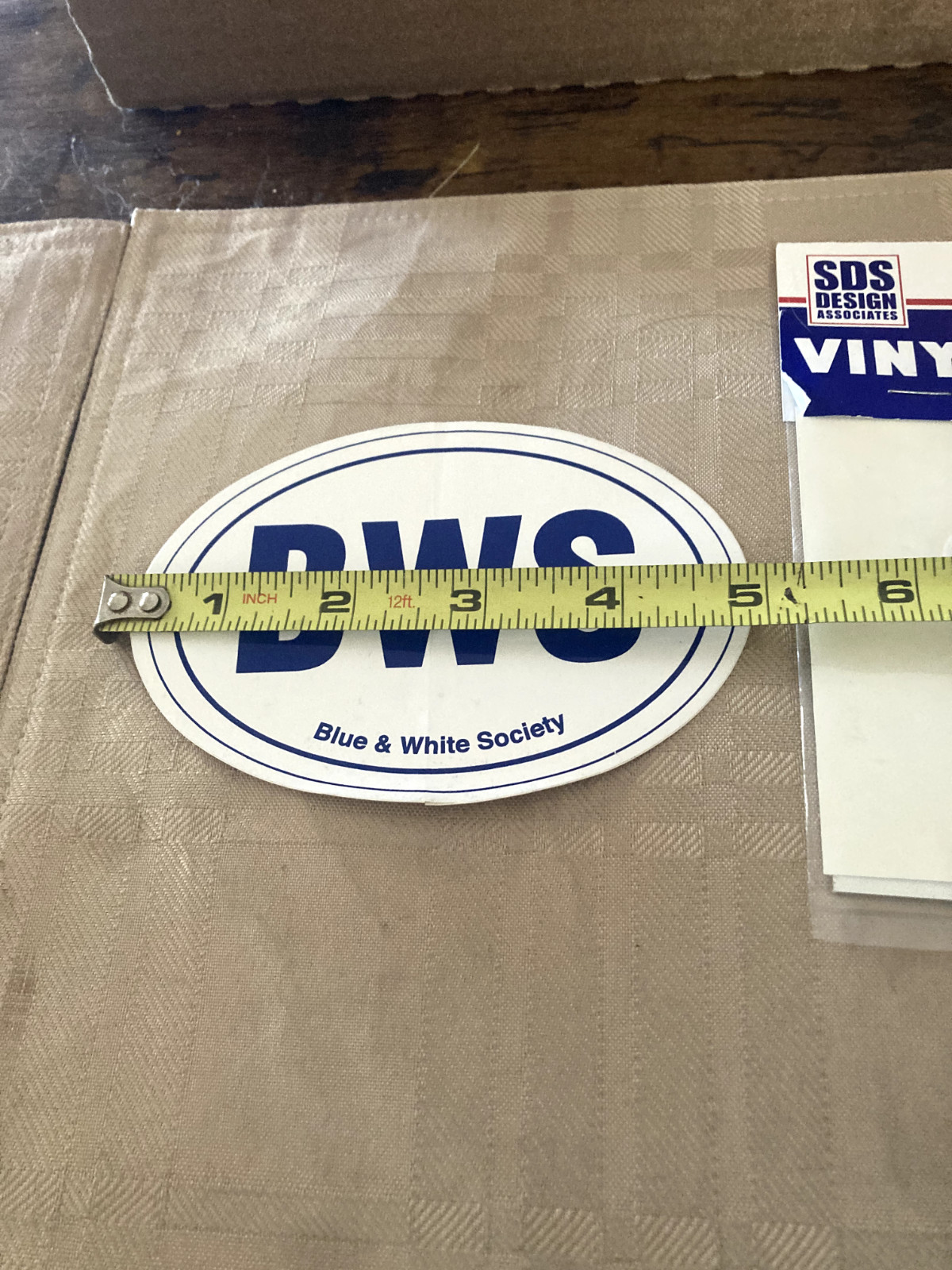 new in package SDS vinyl decal with blue and white society sticker