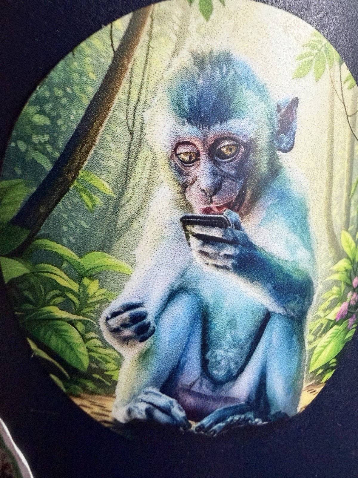 Monkey On A Cell Phone Vinyl Sticker