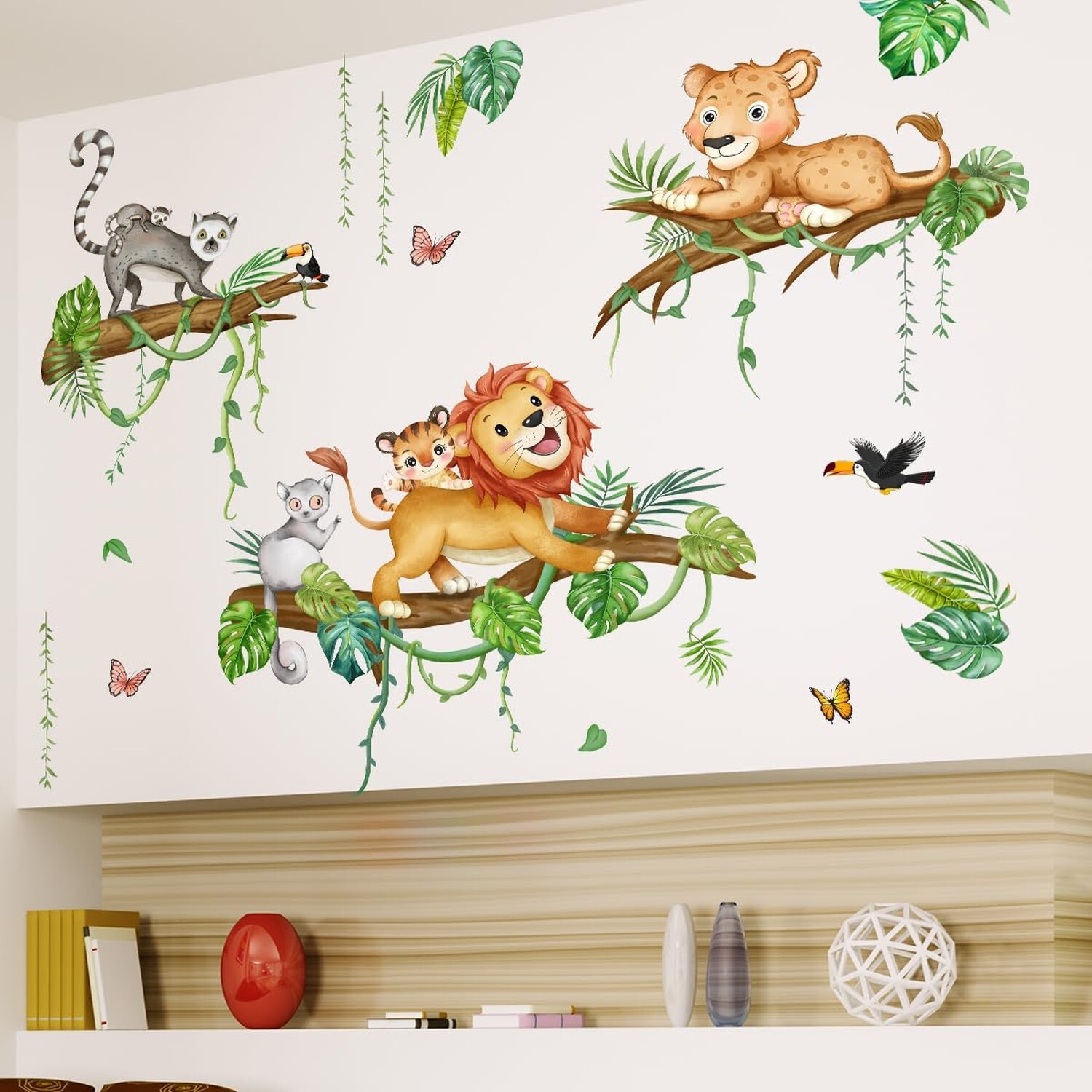 Jungle Animals Wall Stickers Safari Animals on The Tree Branches Wall Decals …