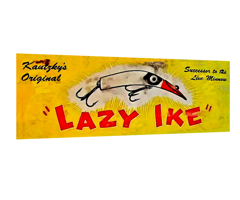 Lazy Ike Fishing Sticker Sign, Bait, Lure, Tackle box, Fish, Worms, 4 Sizes