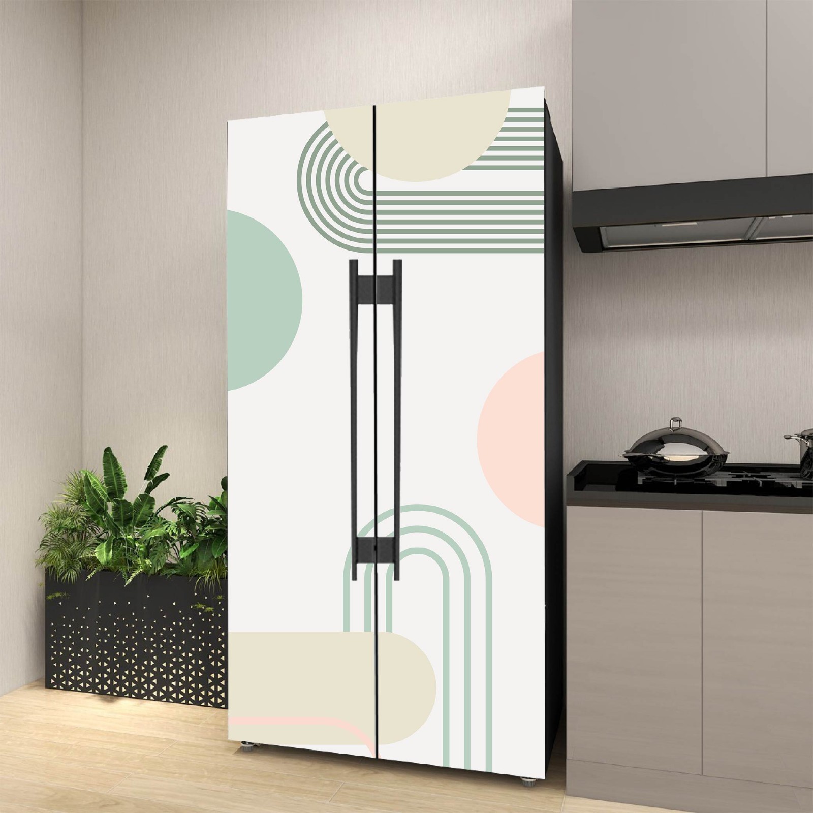 Geometric Design Fridge Wrap Refrigerator Decal