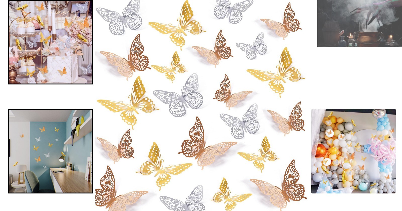 72 Pcs 3D Butterfly Wall Decor – Gold, Silver & Rose Gold – Removable Stickers