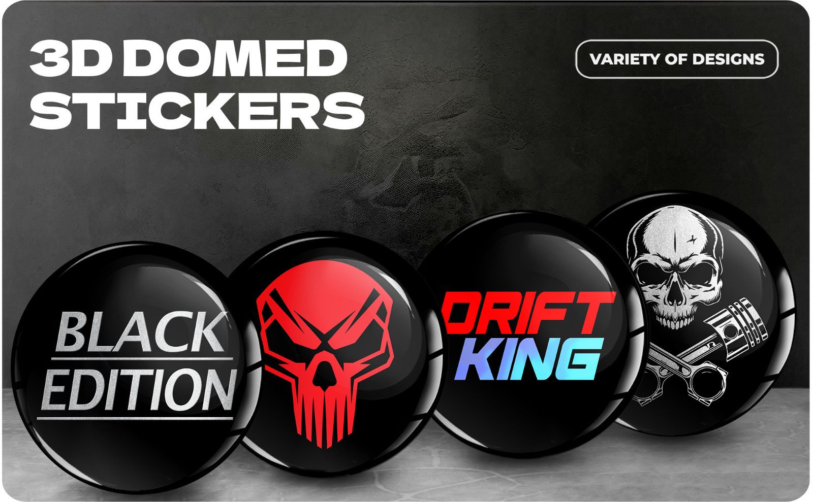 Custom-Made 3D Domed Stickers – UV & Weatherproof Resin Labels – EU Quality