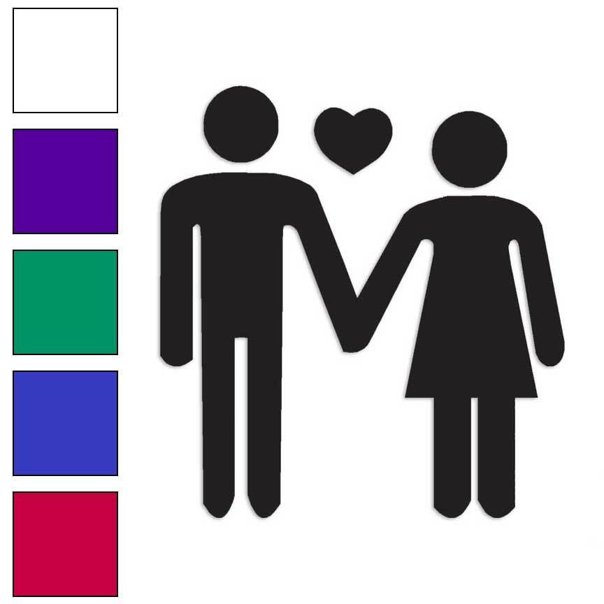 Stick Figure Couple, Vinyl Decal Sticker, Multiple Colors & Sizes #3108
