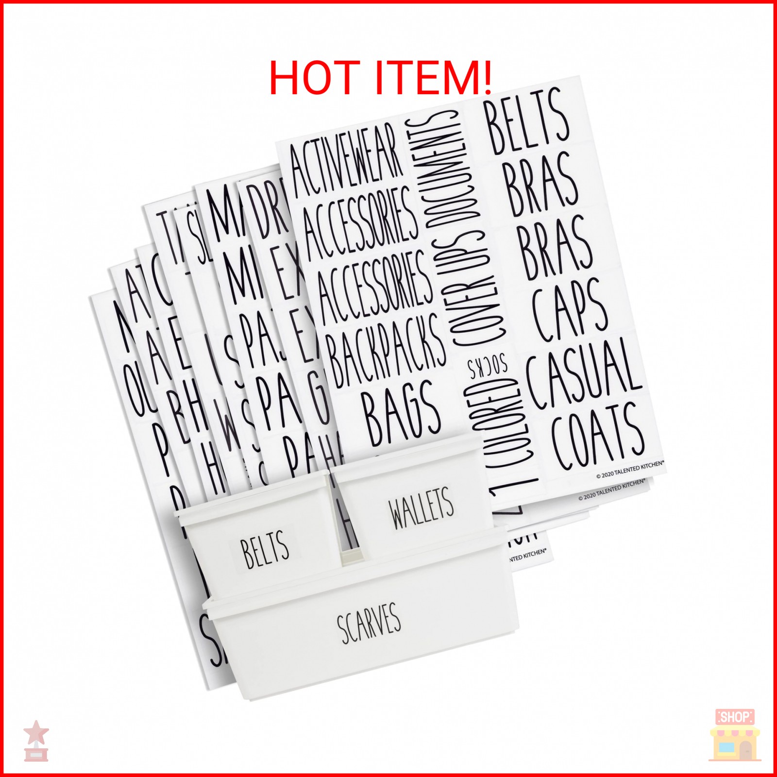 Talented Kitchen Clothing Bin Labels – Water-Resistant Closet Organizer Labels –
