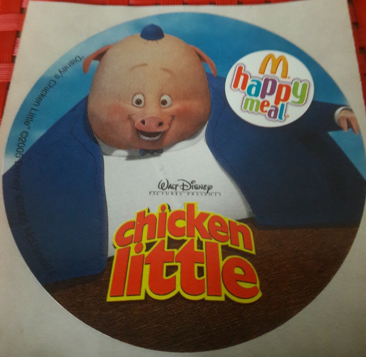 CHICKEN LITTLE McDonald's Happy Meal Lot of 6 Round 3" STICKERS FAVORS from 2005