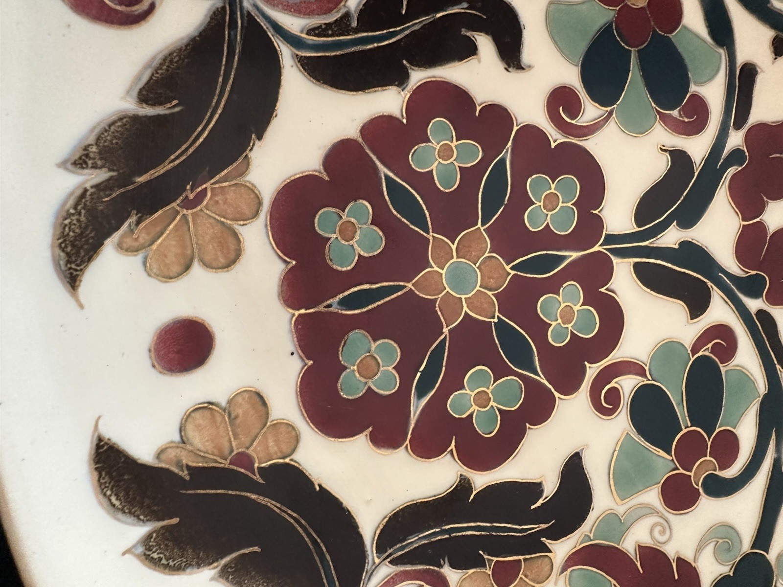 Vintage Large Ceramic Wall Charger Plate Persian/Turkish Boho Style Floral decor