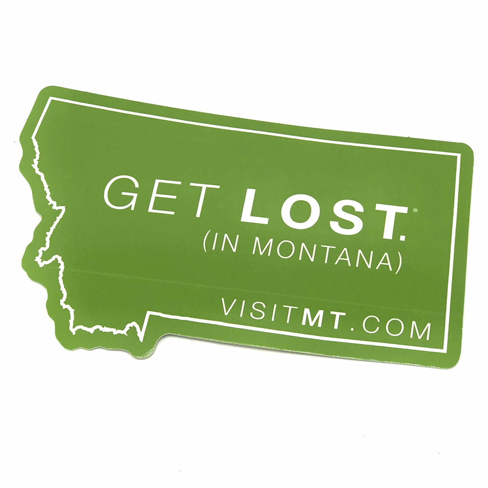 Get Lost In Montana Bumper Sticker Decal Green Montana Shaped Travel Souvenir RV