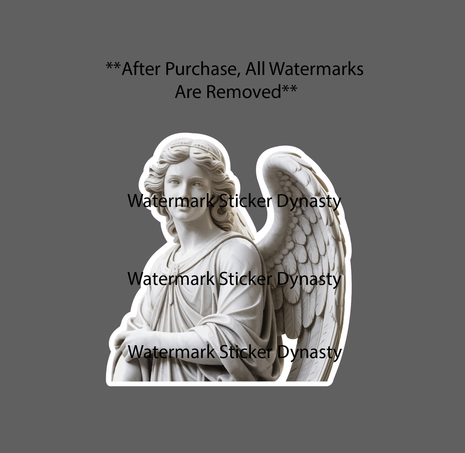 Angel Marble Statue Sticker Waterproof Decal Faith Heaven Art Holy Gift NEW