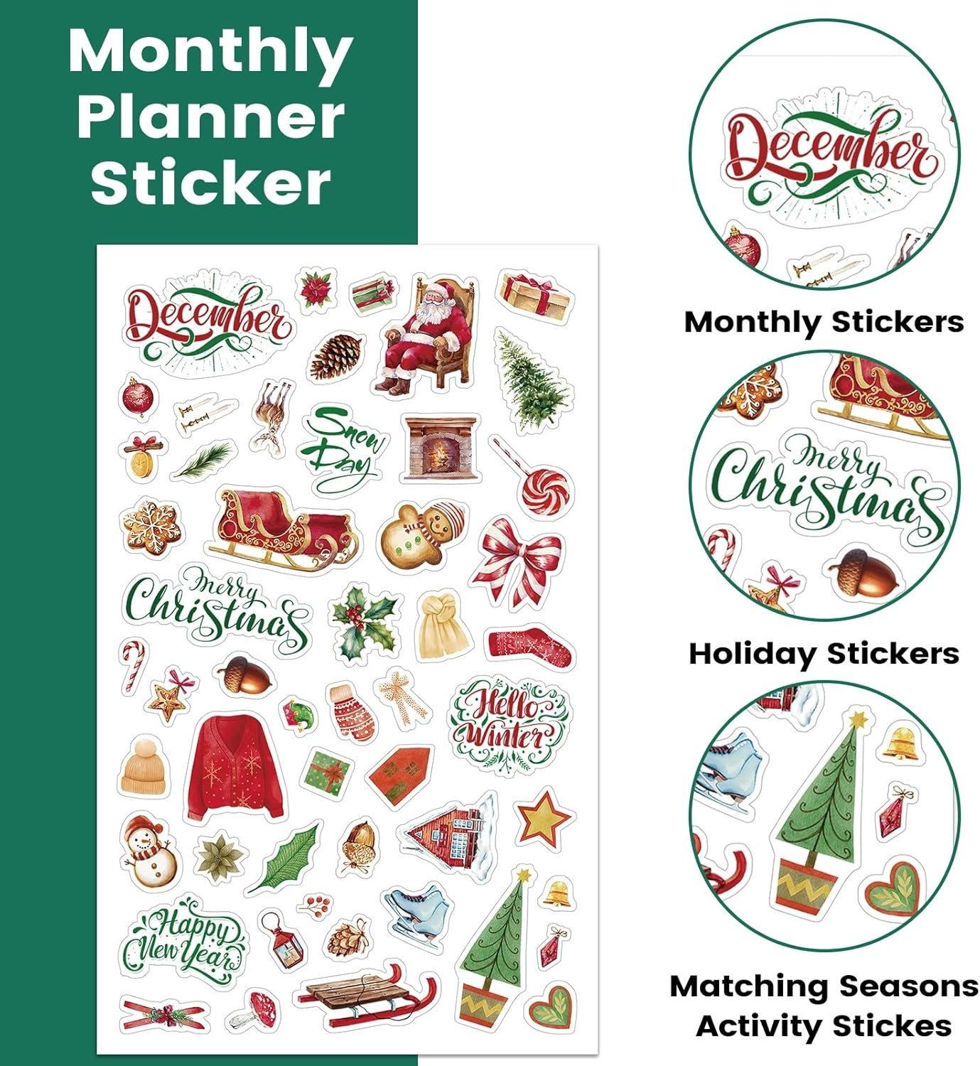 1500+ Monthly Planner Stickers | 14 Sheets Holiday & Celebration Calendar Sticke