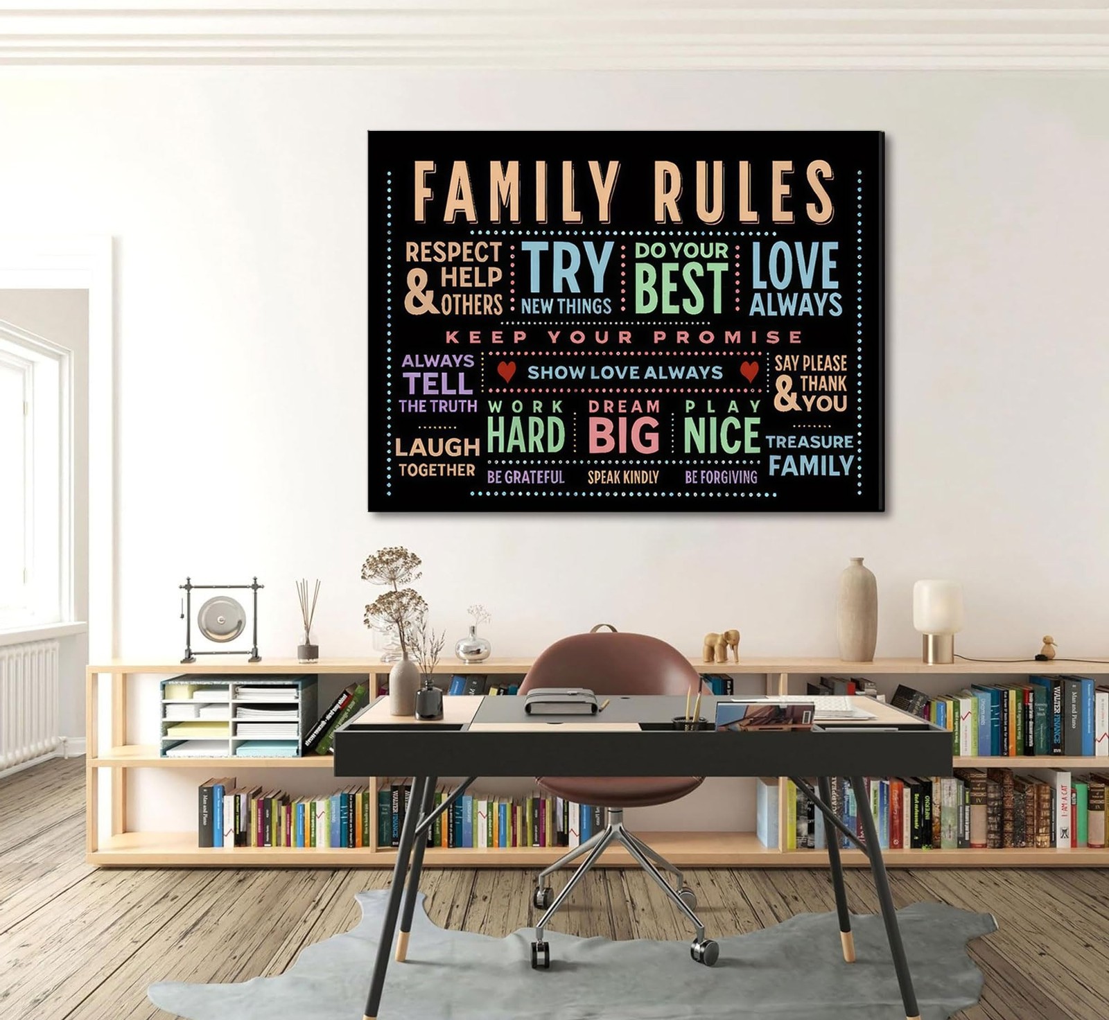 Family Rules Canvas Wall Art Family Inspirational Quotes Wall Decor Picture C…