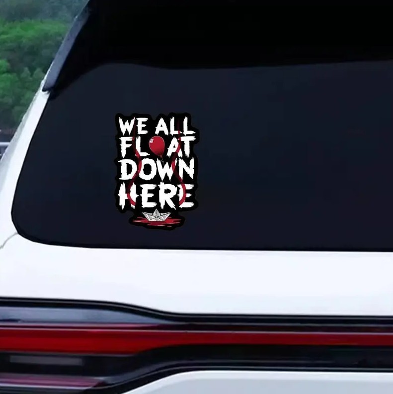 Pennywise IT We All Float Vinyl Decal 6.5" Waterproof Removable Horror Sticker