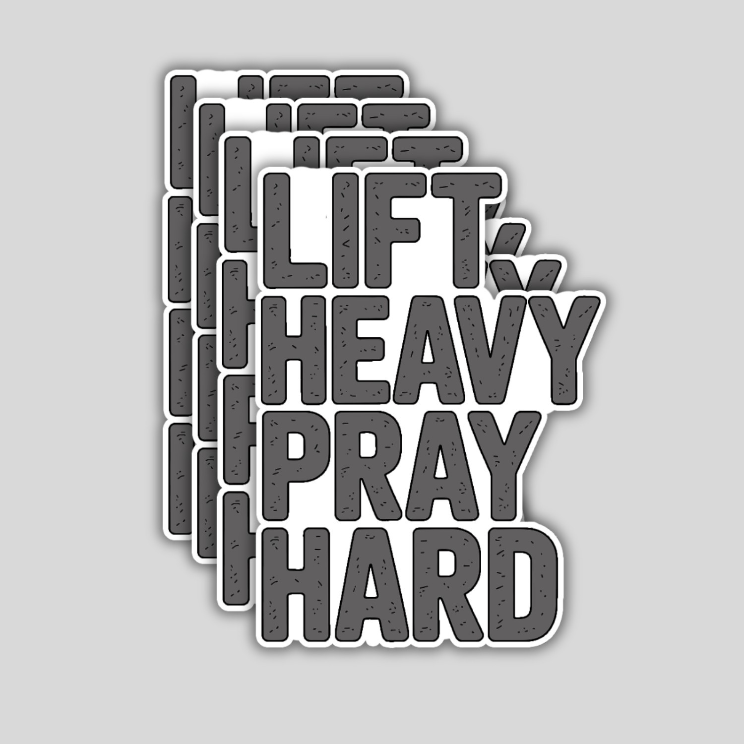 Lift Heavy Pray Hard Stickers: Christian Fitness Decals – Waterproof 4-Pack