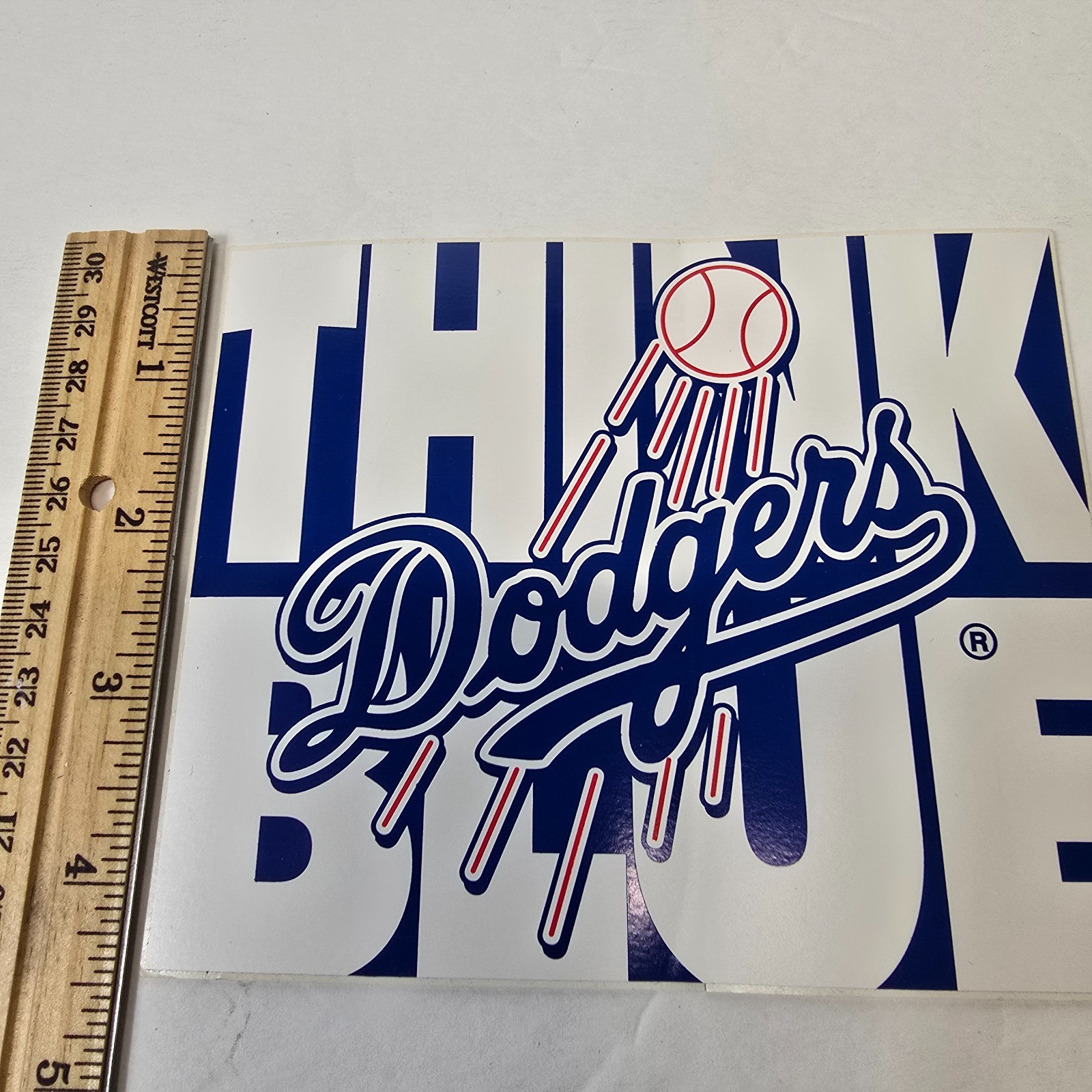6 Think Blue LA Dodgers Sticker Blue and White 5.5 H x 4.5 W in