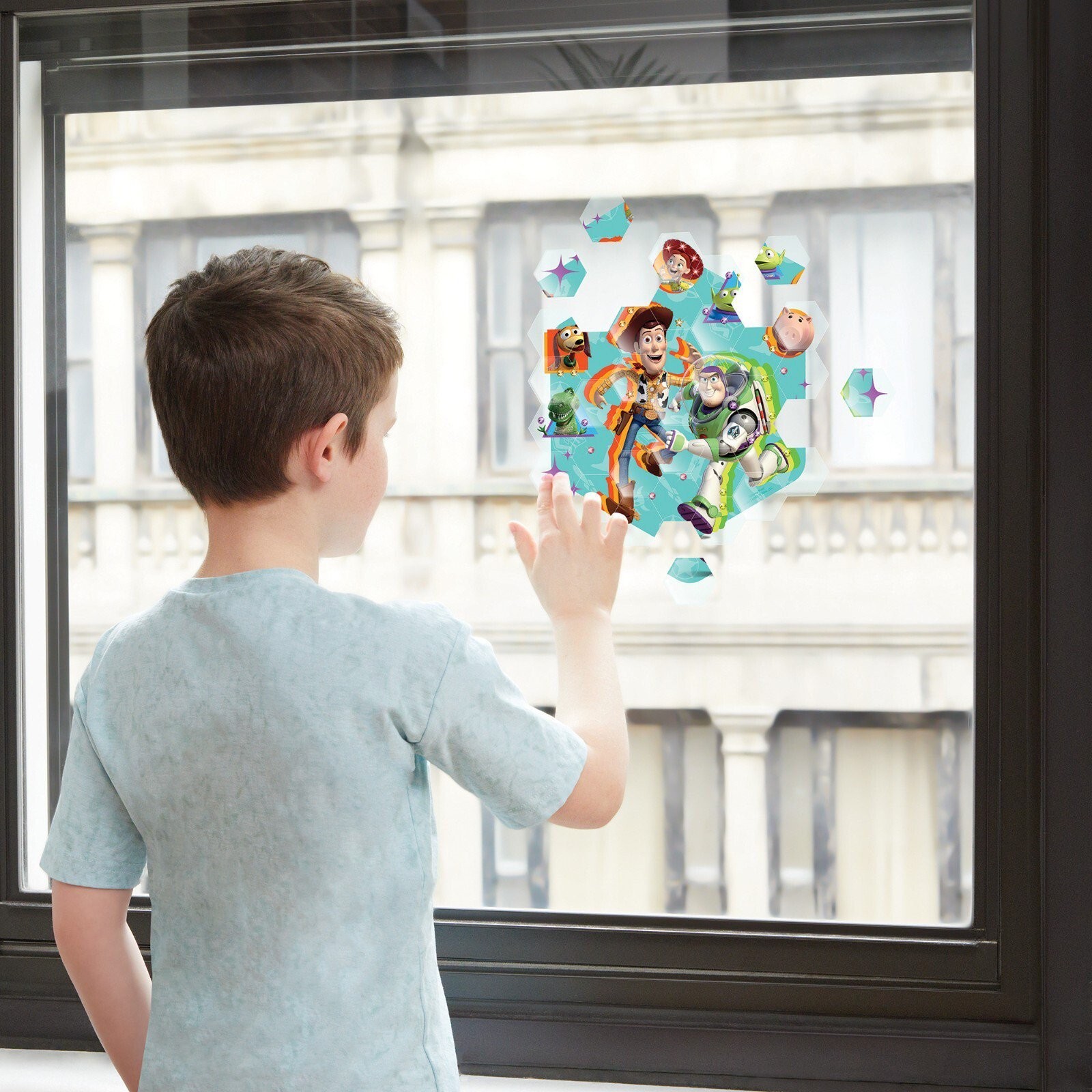 Disney: Window Art Mosaic – Toy Story – 41 pcs, Reusable Window Puzzle Clings